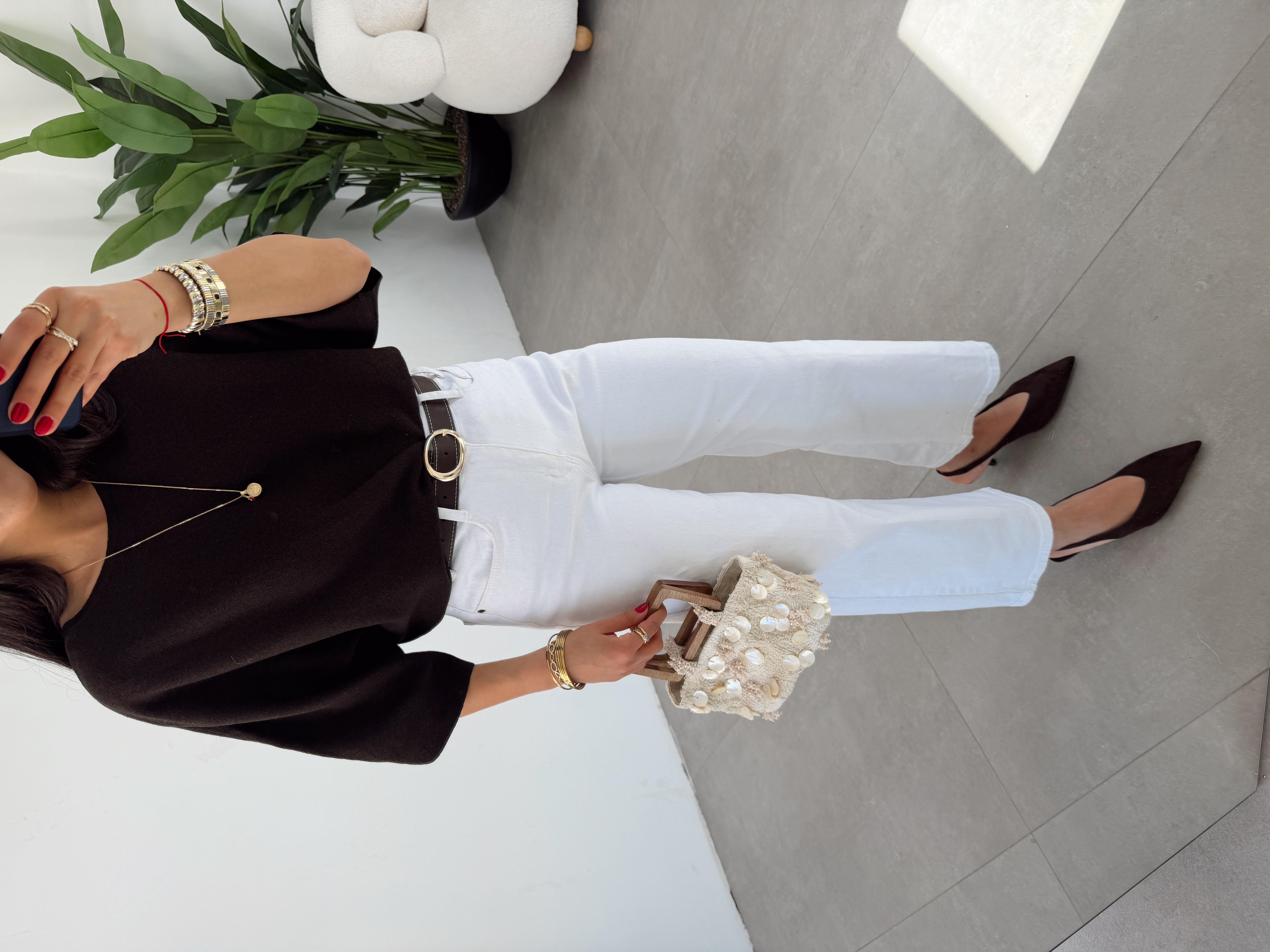 Kahve Dantel Detaylı Triko Bluz