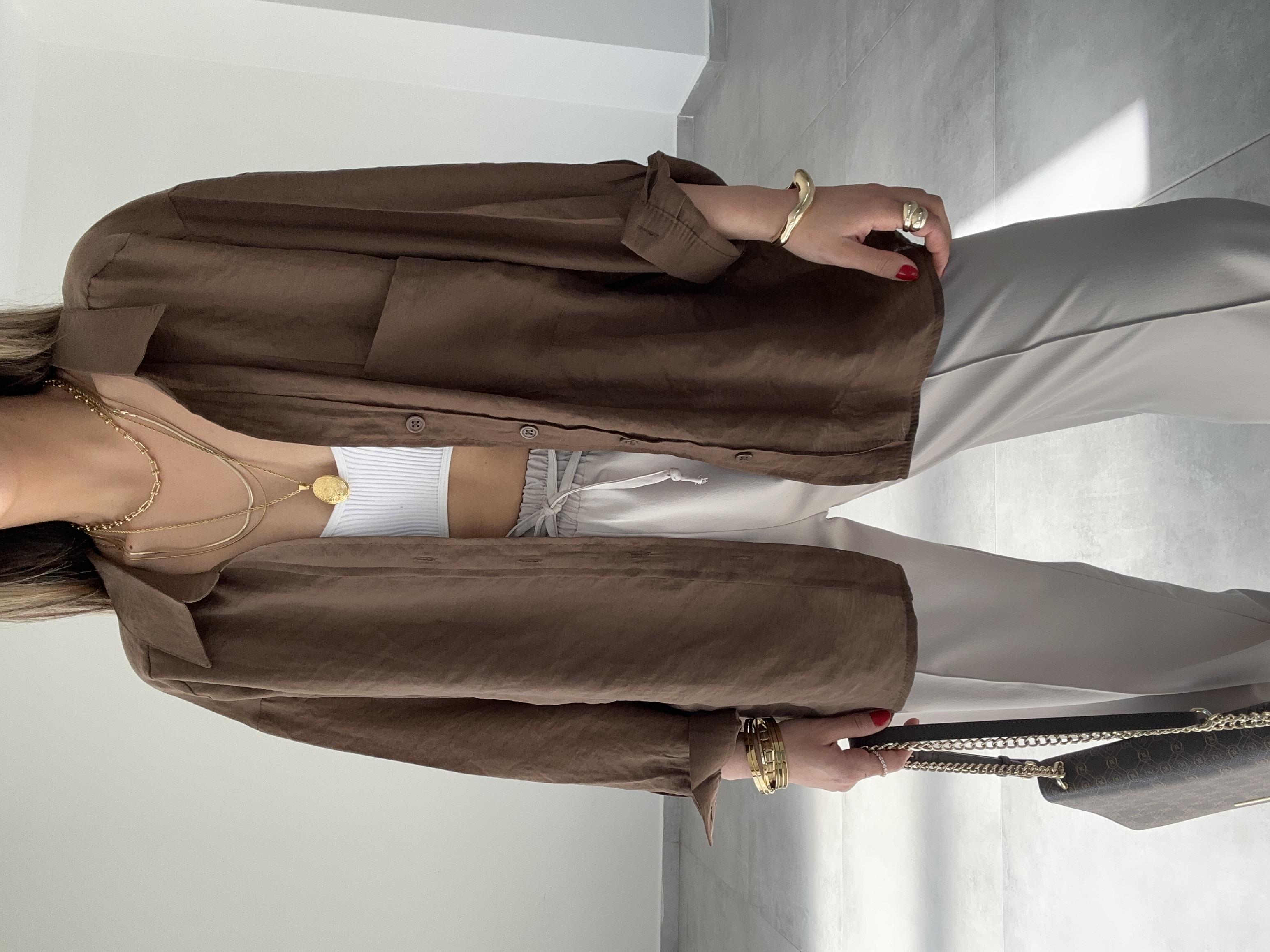 Kahve Düşük Omuz Gömlek