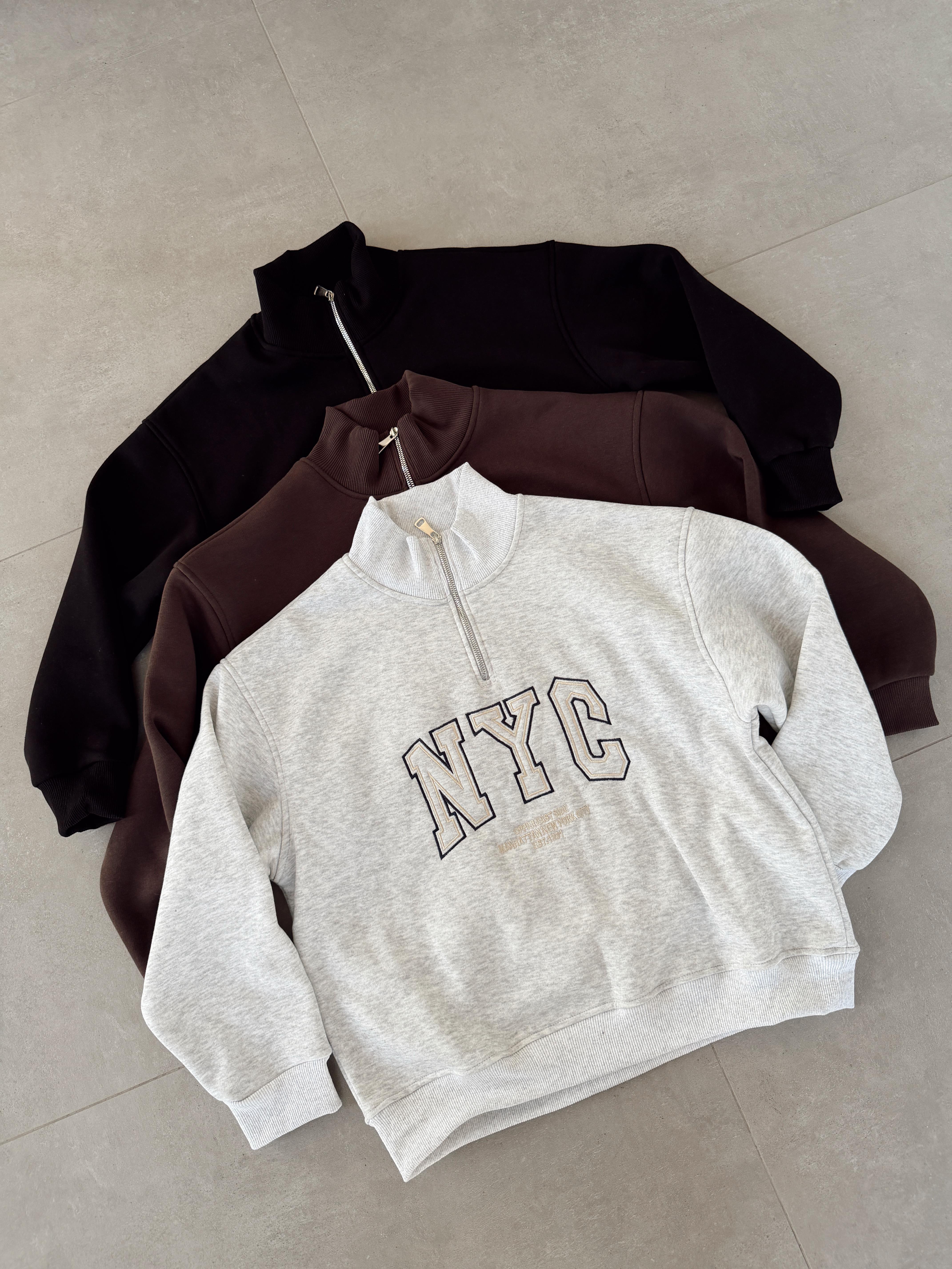 Kahve Fermuarlı Sweat