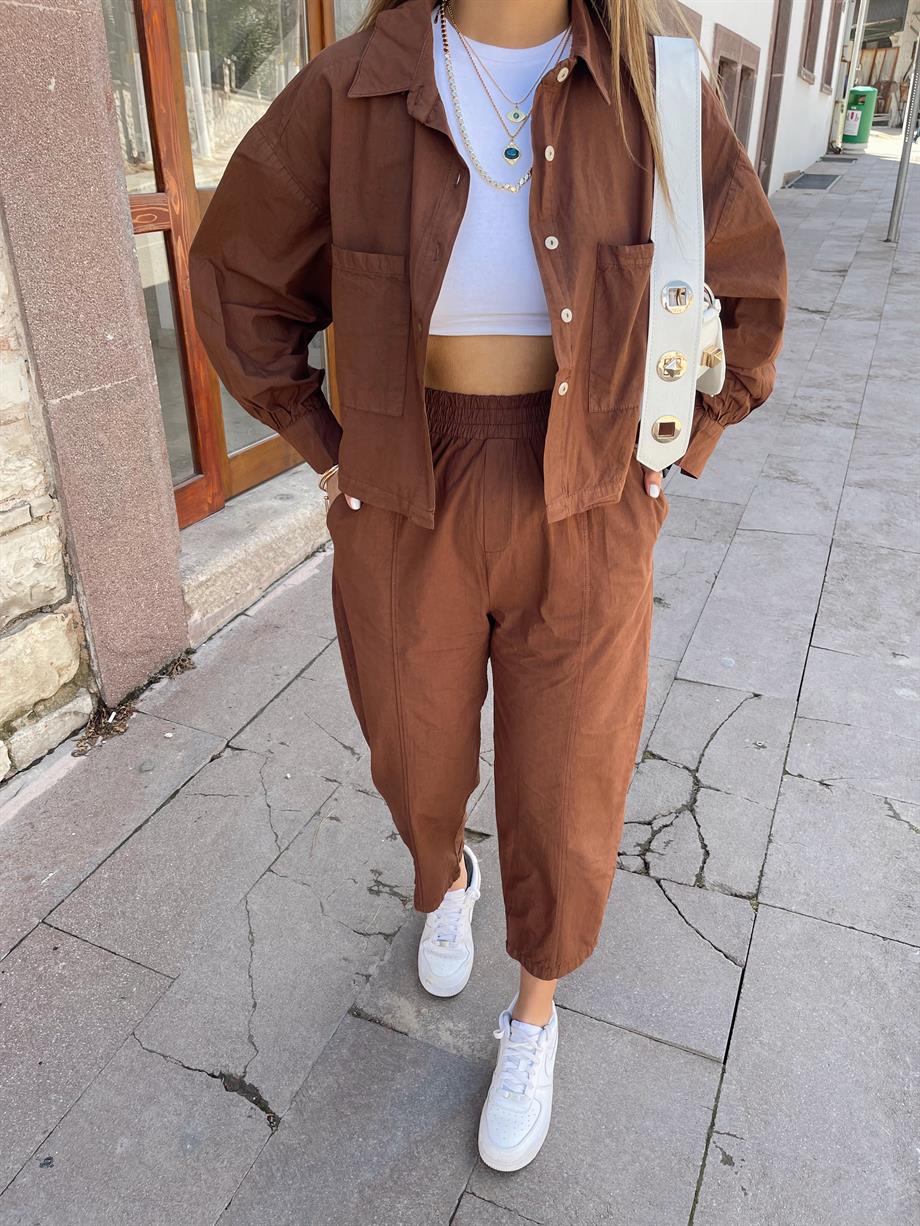 Kahve Gömlek Pantolon Takım