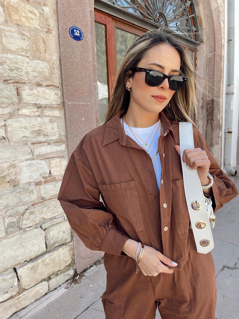 Kahve Gömlek Pantolon Takım