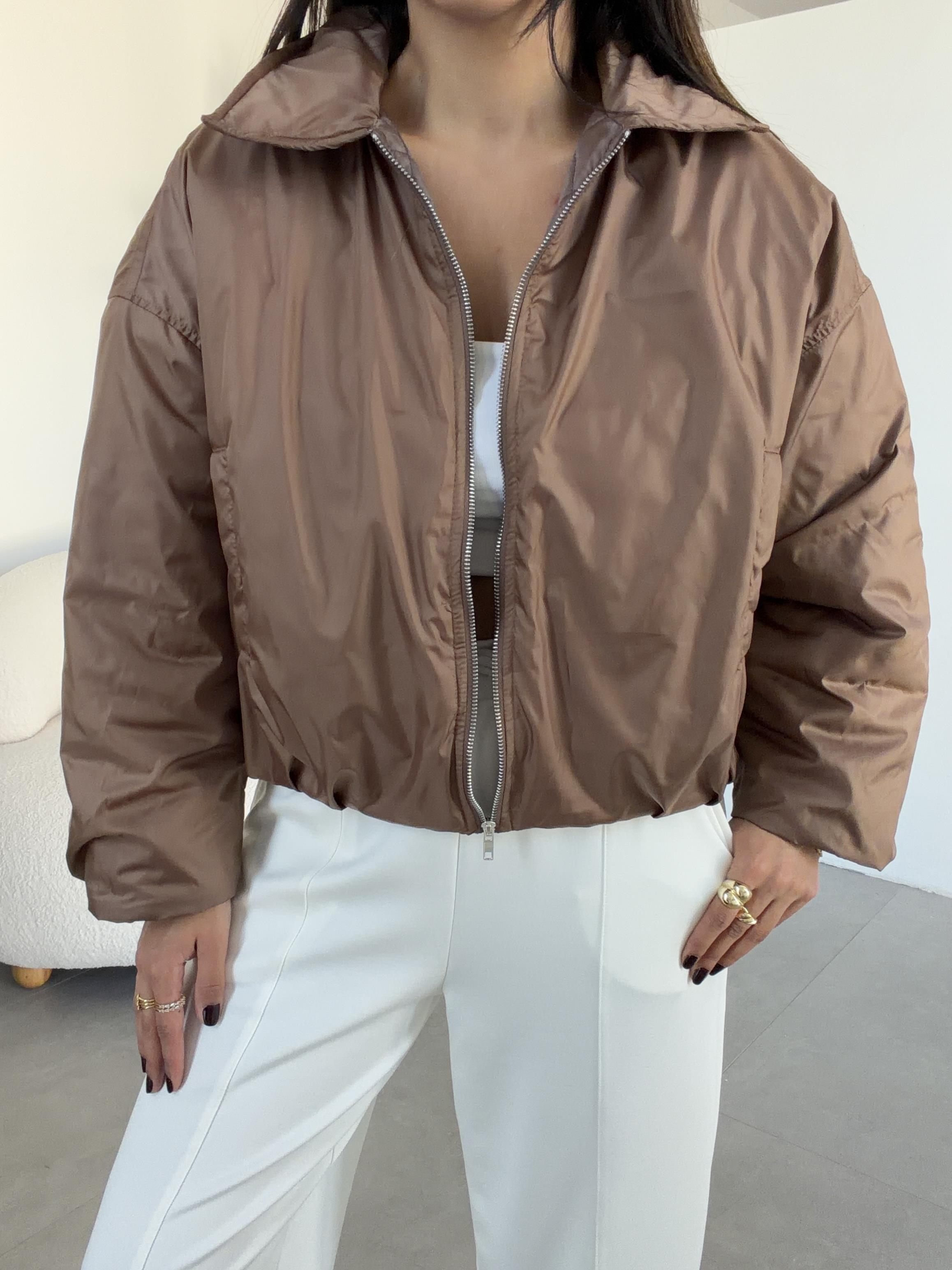 Kahve Kapitone Astarlı Bomber Mont