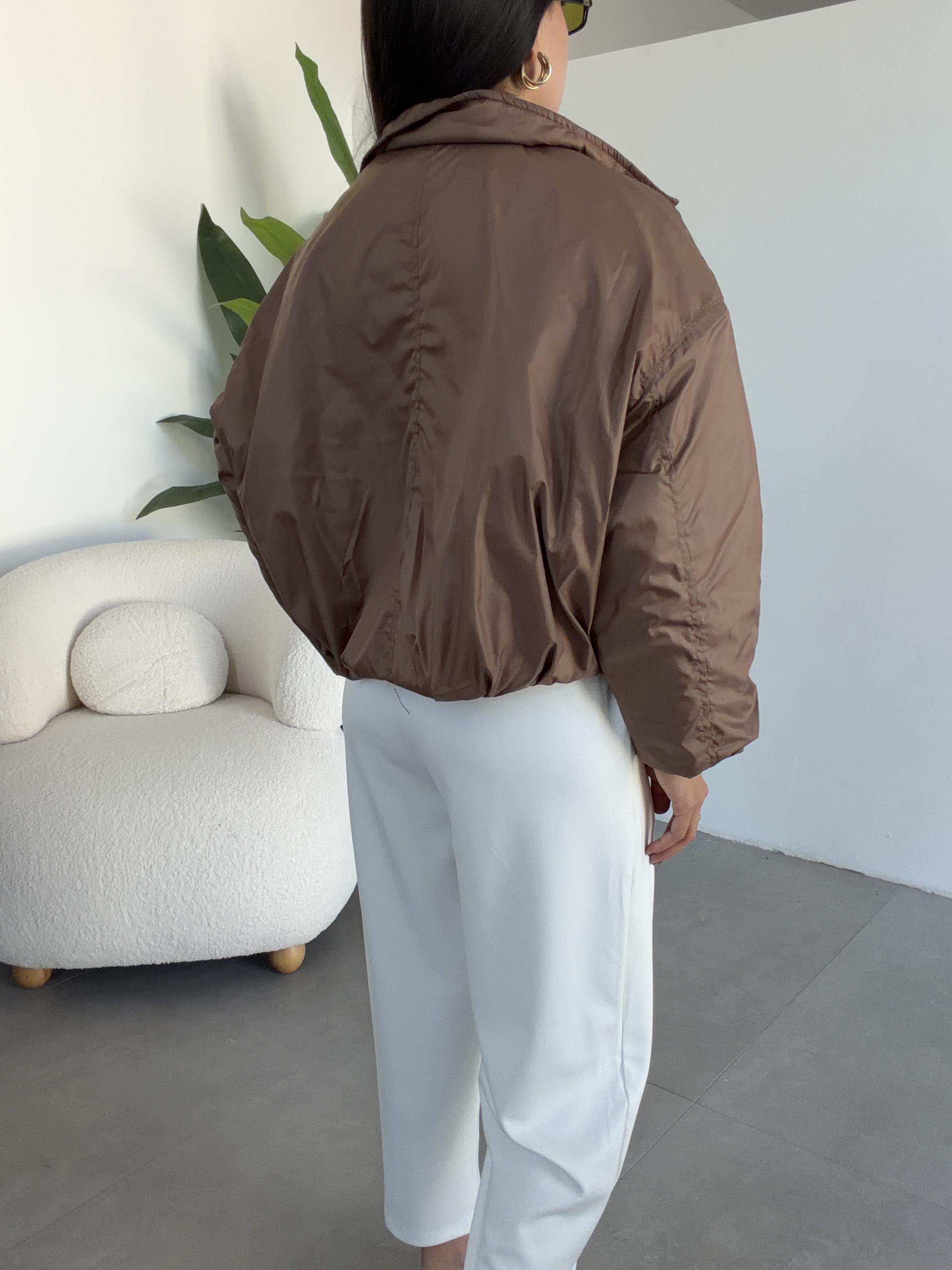 Kahve Kapitone Astarlı Bomber Mont