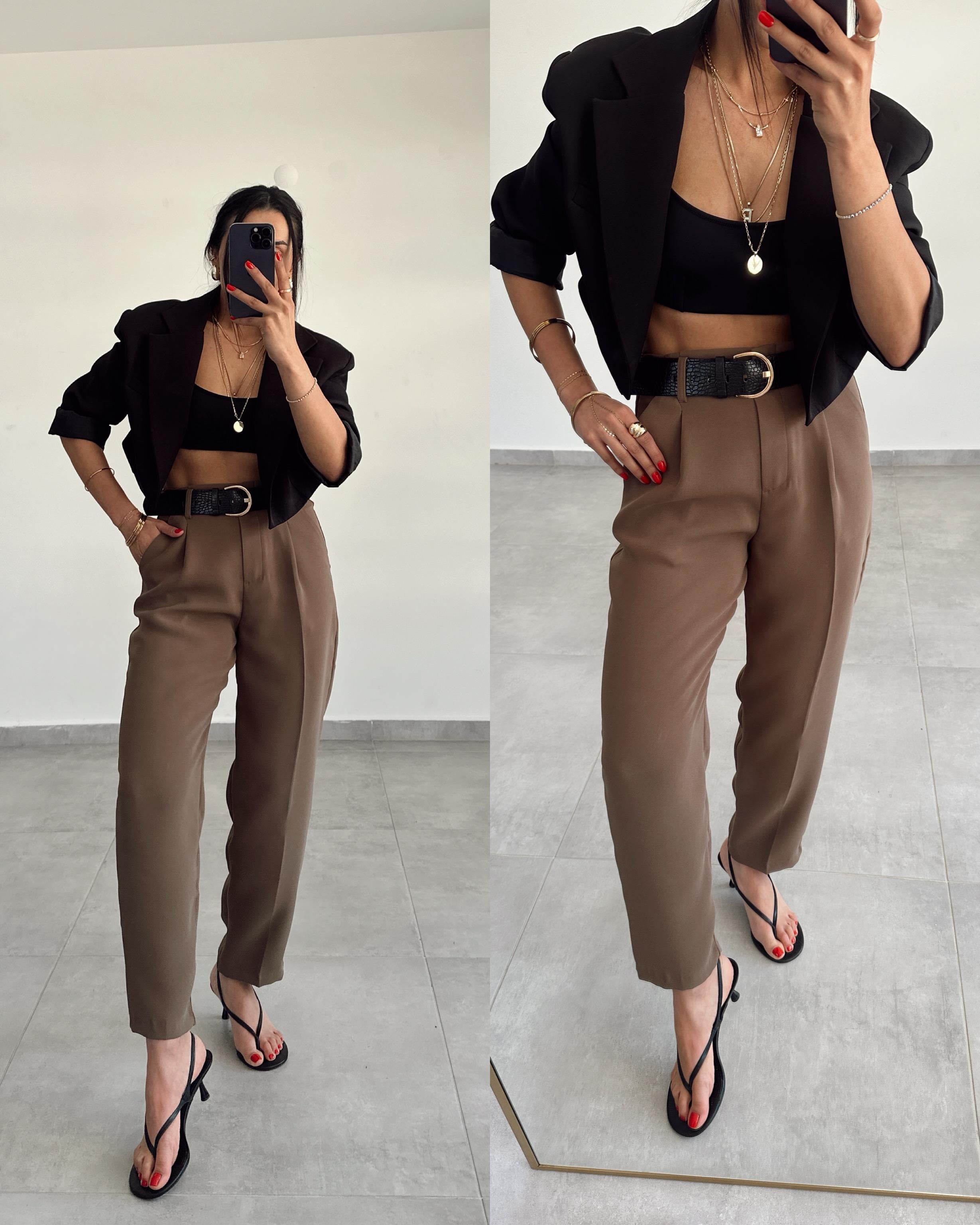 Kahve Kemerli Pantolon