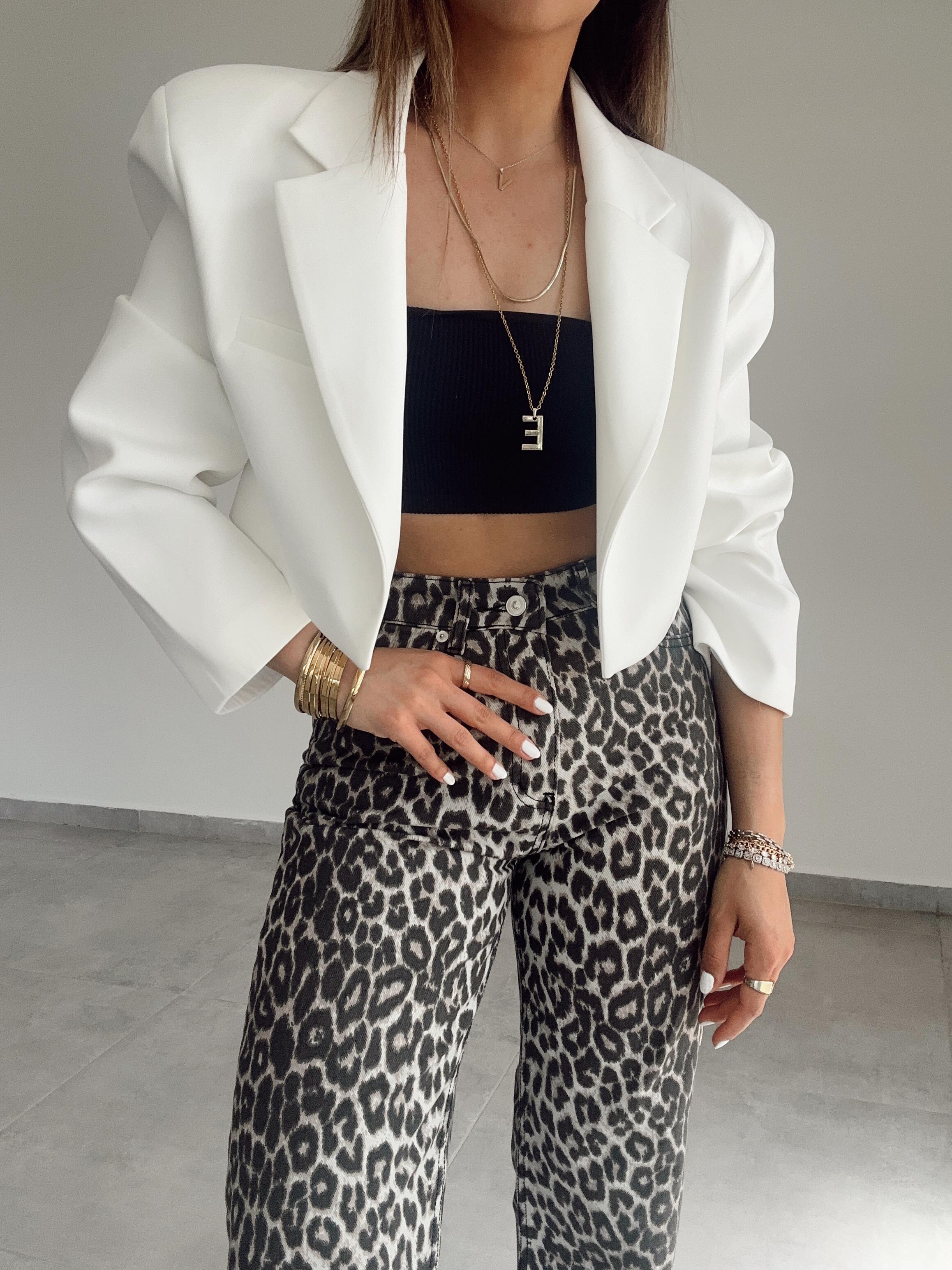 Kahve Leopar Desen Palazzo Jean