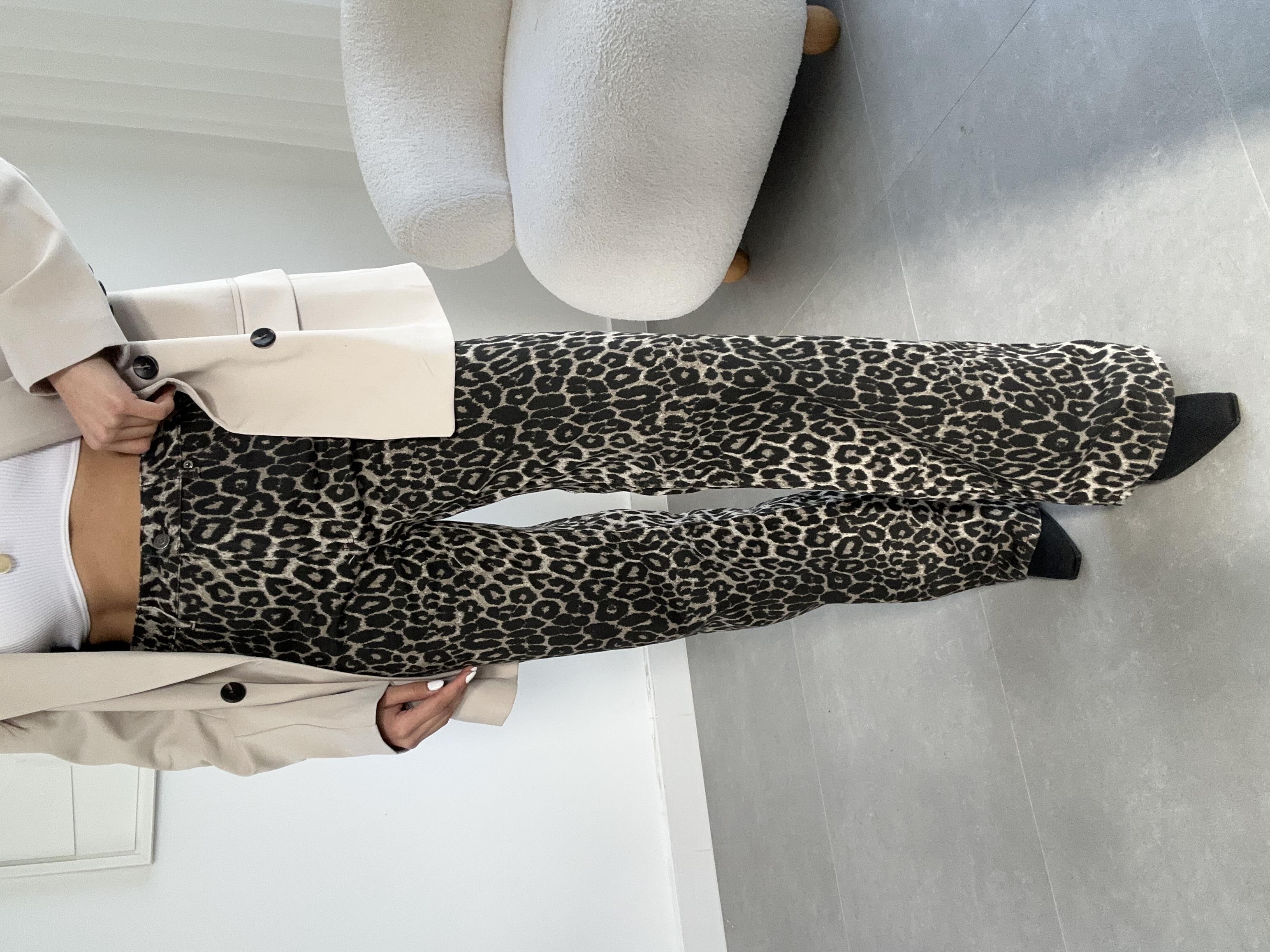 Kahve Leopar Desenli Pantolon
