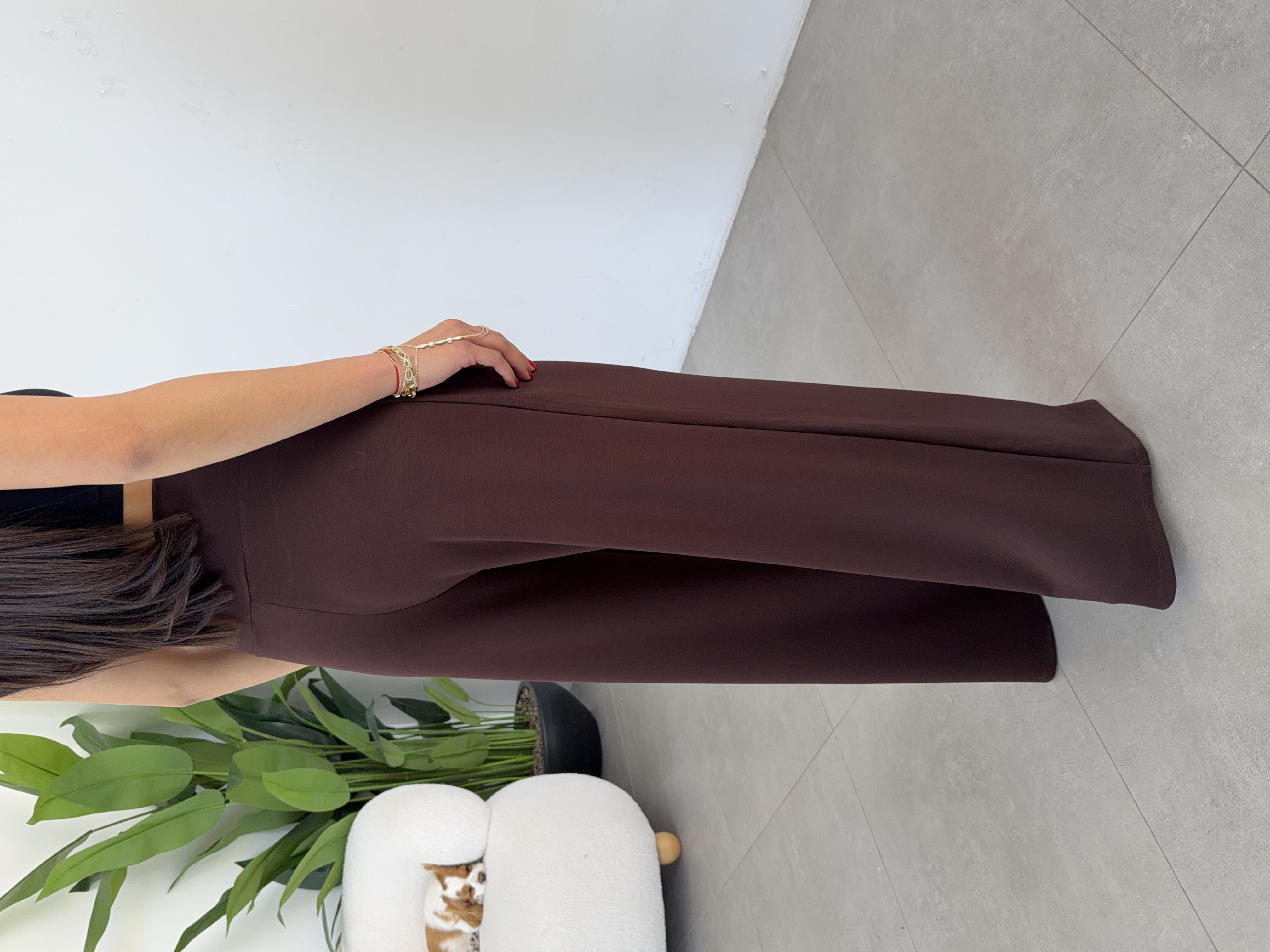 Kahve Modal Önü Tokalı Pantolon