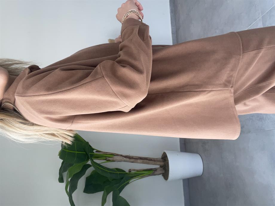 Kahve Oversize Gömlek Takım