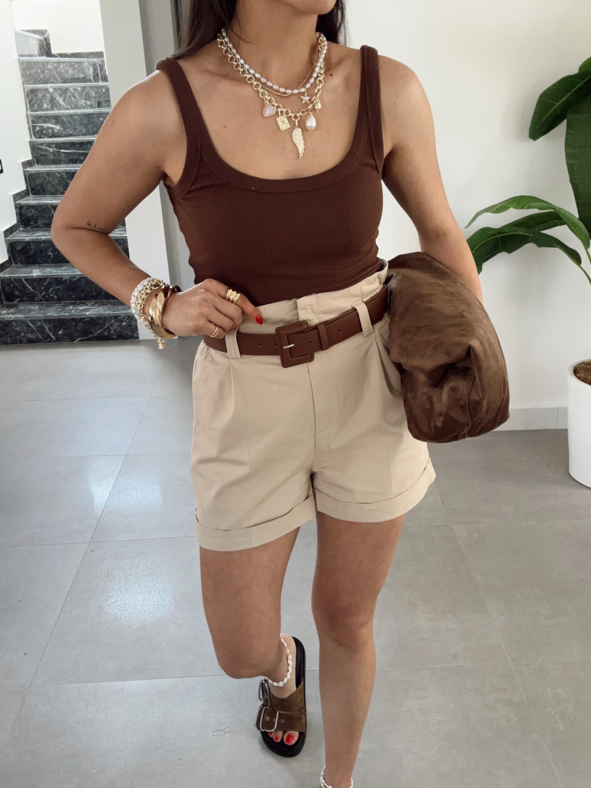 Kahve Pamuk Penye U Yaka Atlet