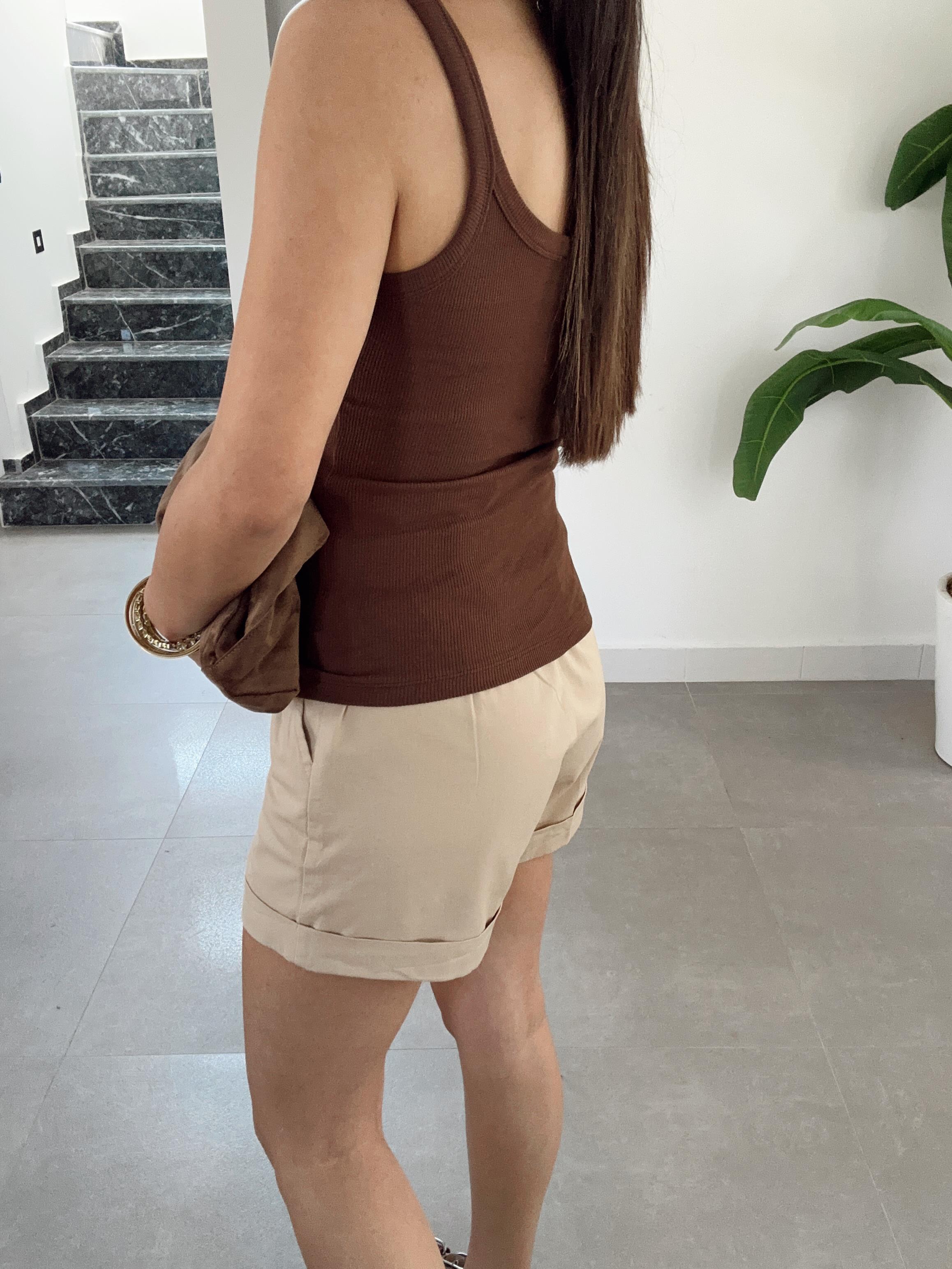 Kahve Pamuk Penye U Yaka Atlet