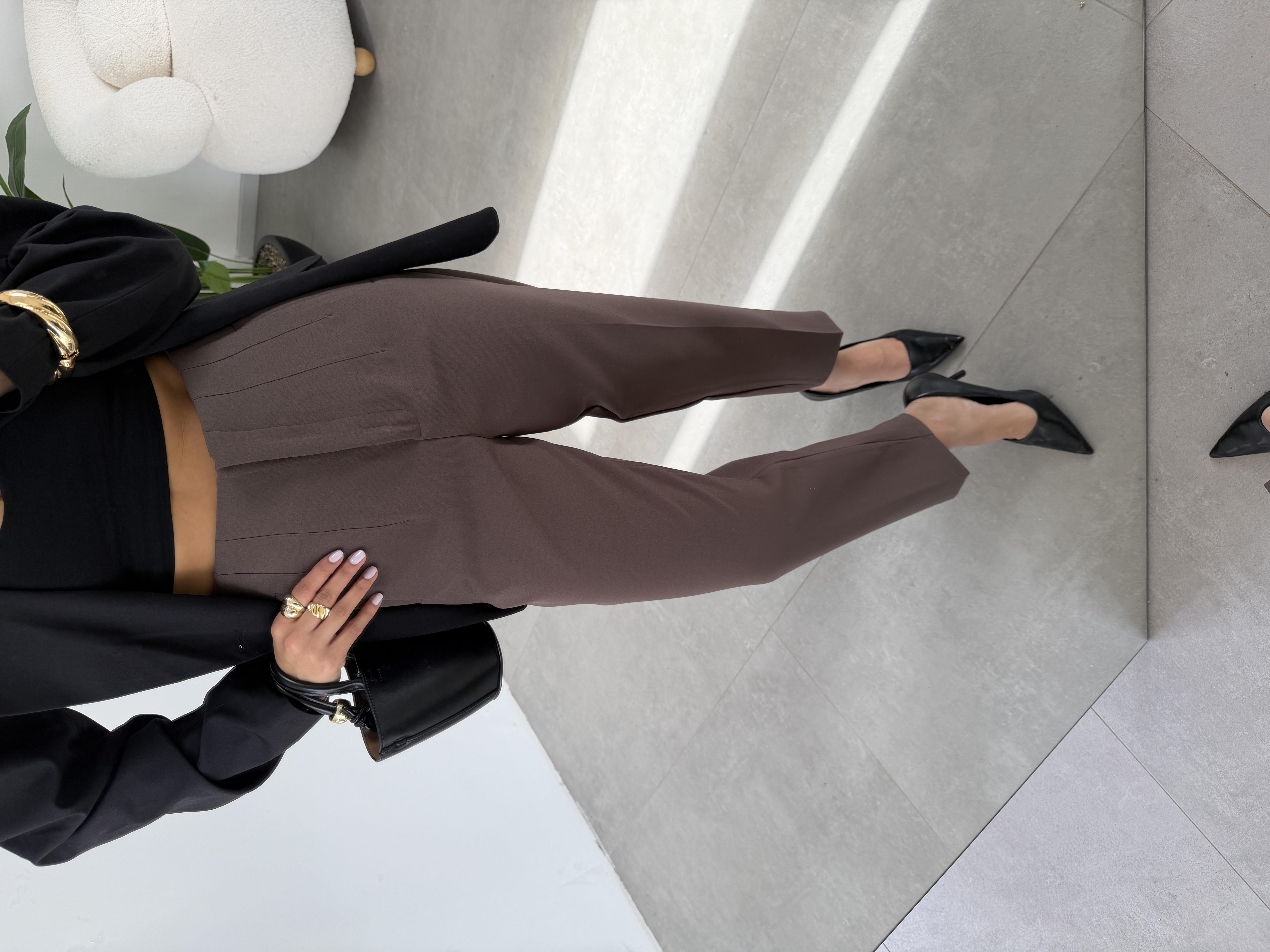 Kahve Pensli Havuç Pantolon