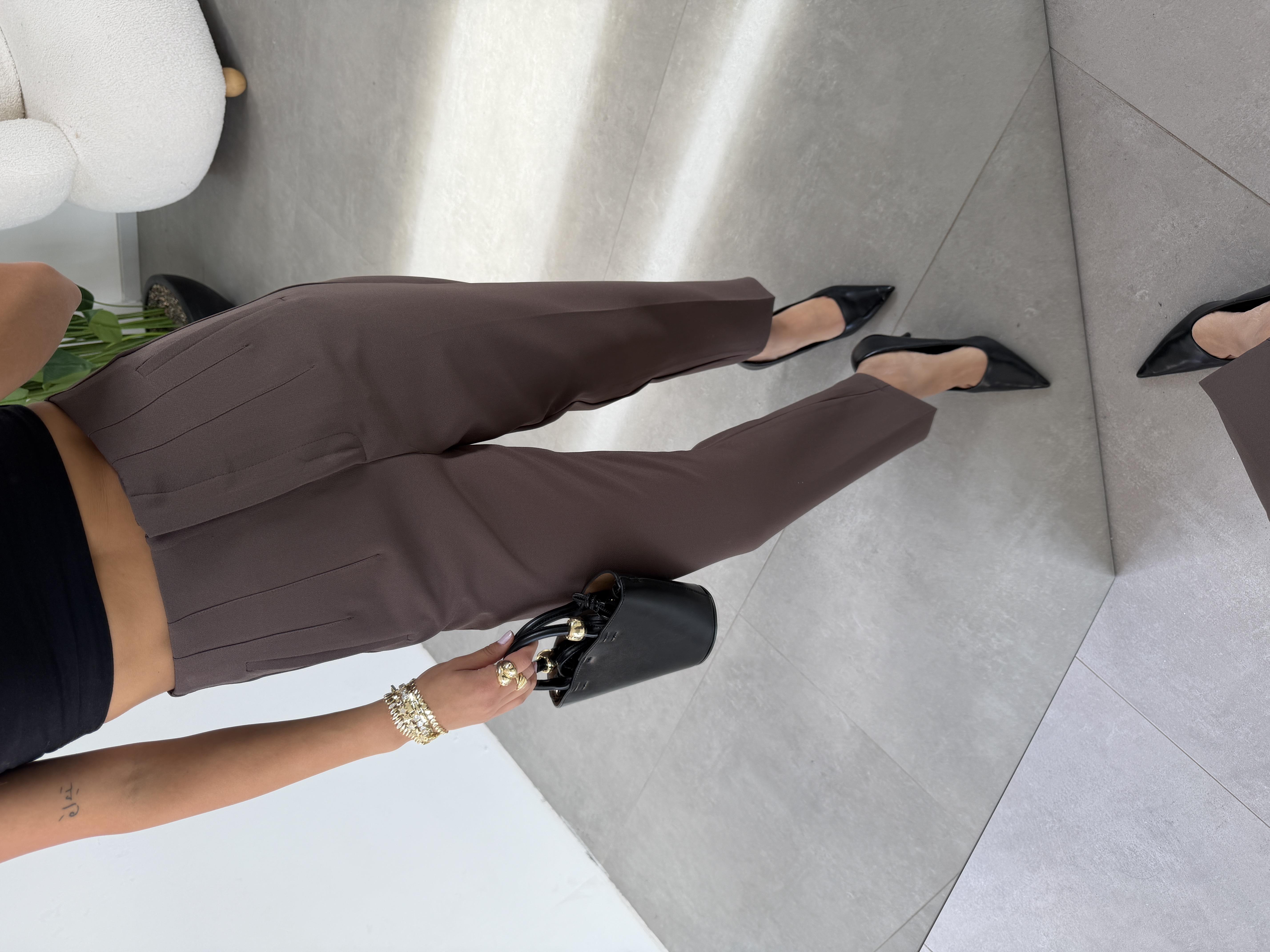 Kahve Pensli Havuç Pantolon