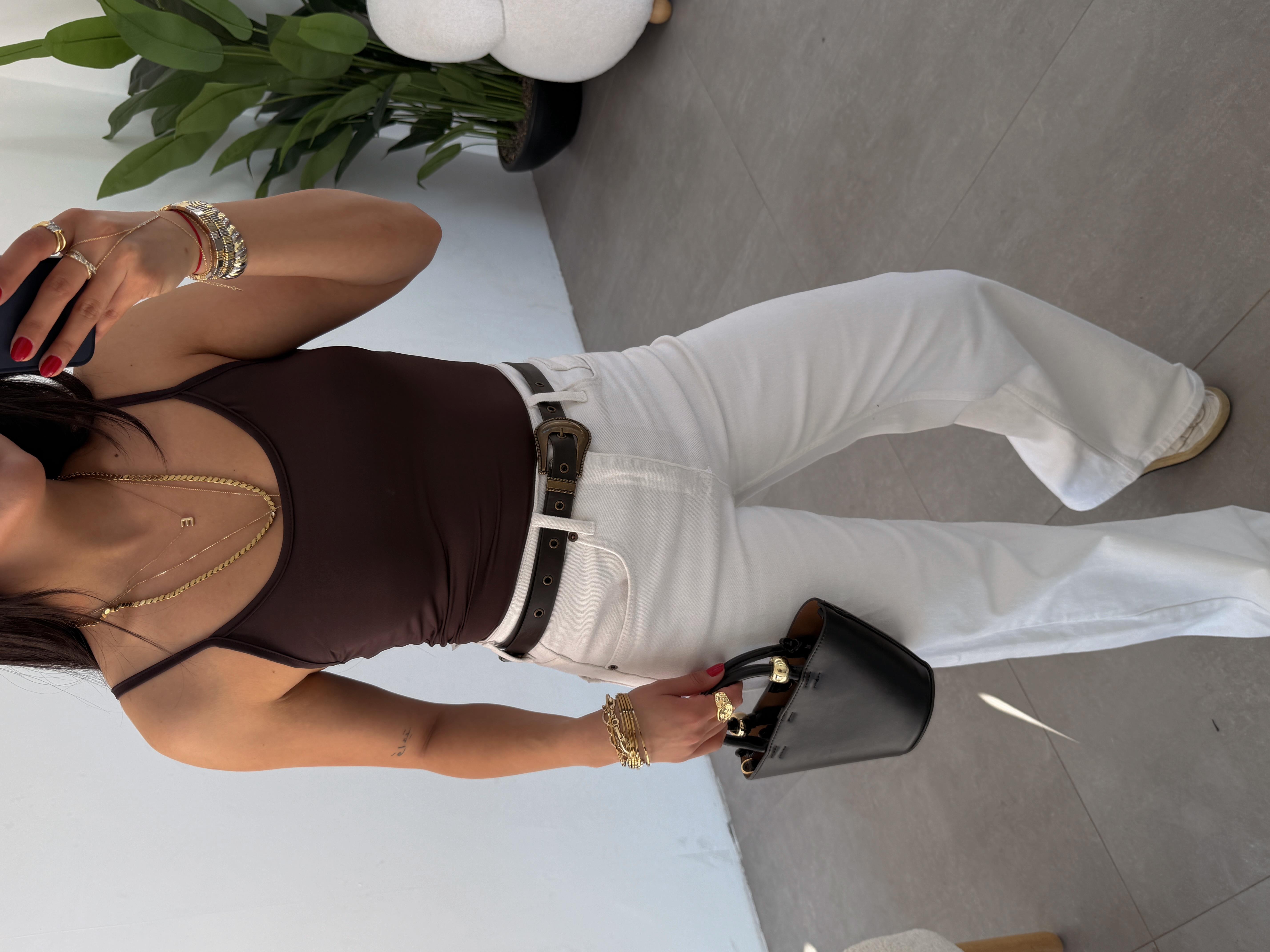 Kahve Polyemid İp Askılı Body