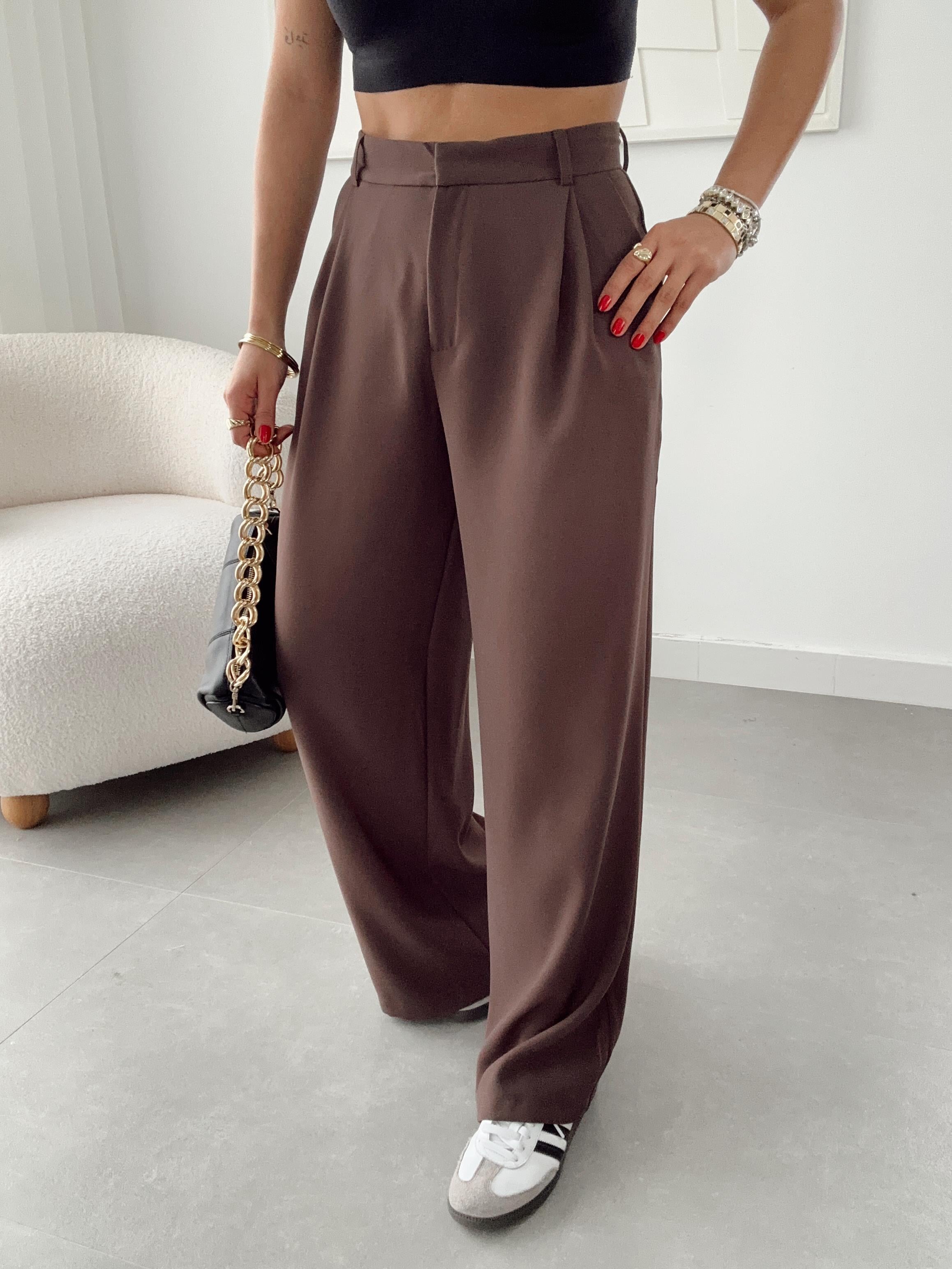 Kahve Premium Bol Paça Pantolon