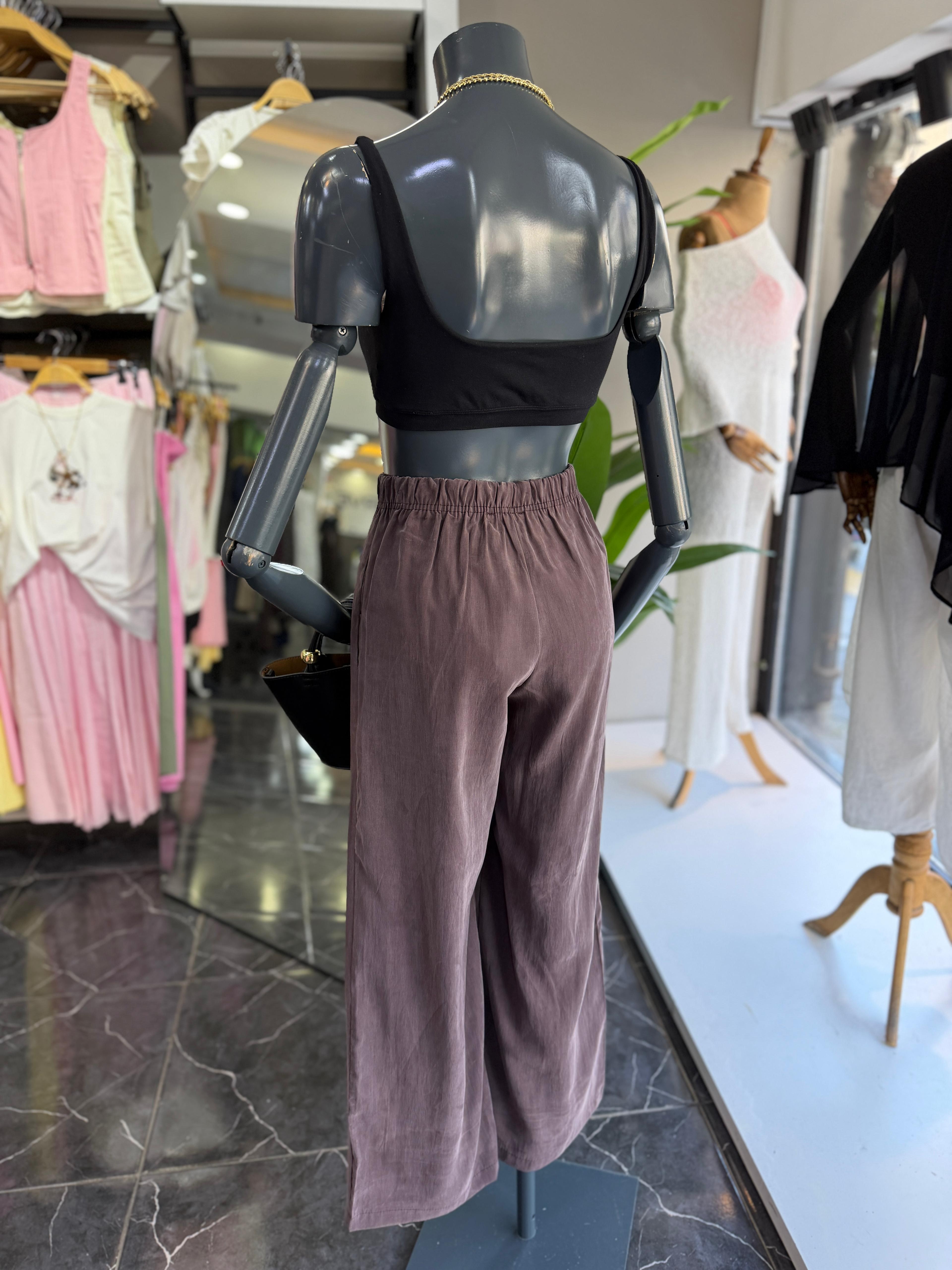 Kahve Tencel Cupra Pantolon