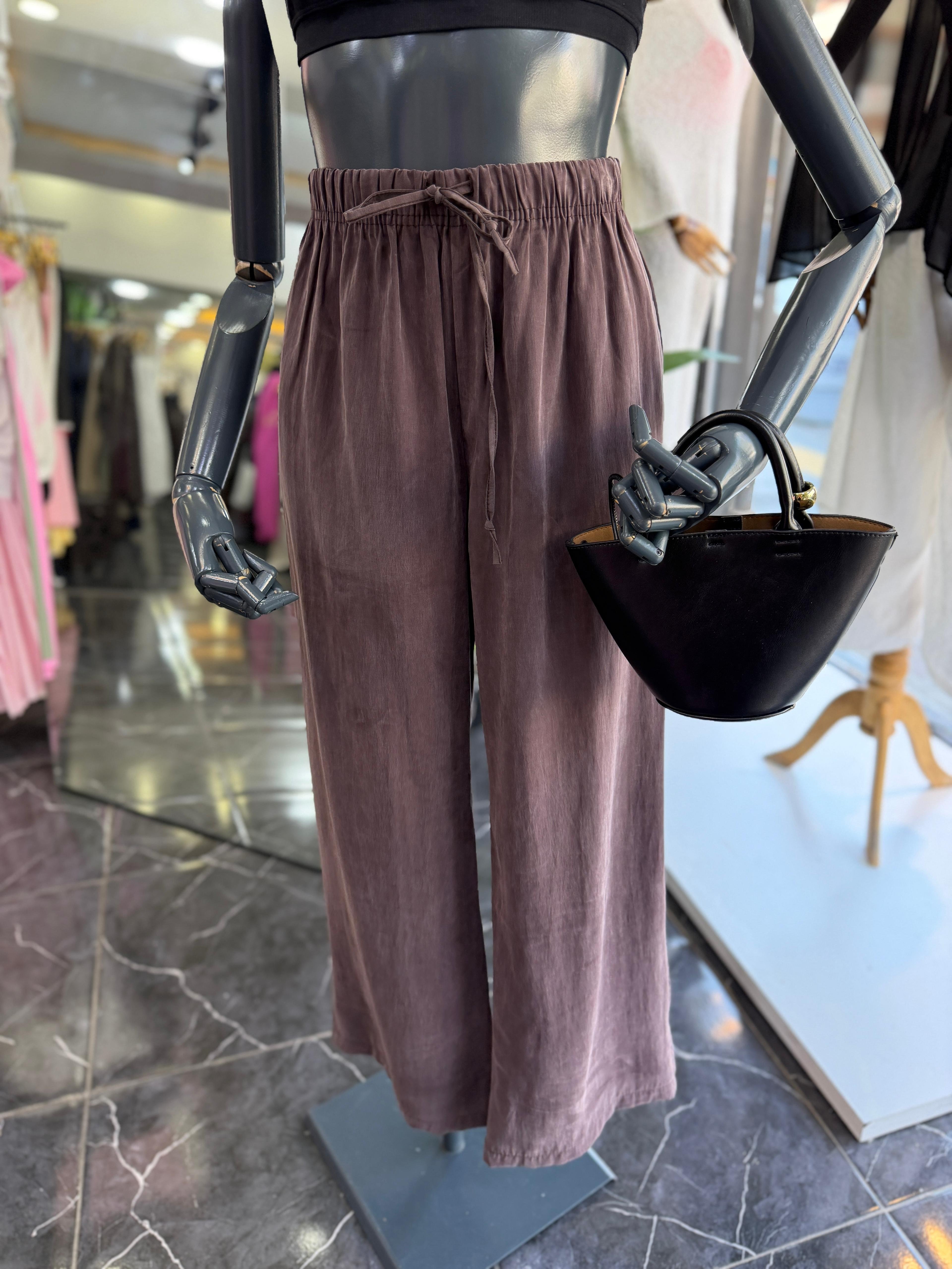 Kahve Tencel Cupra Pantolon