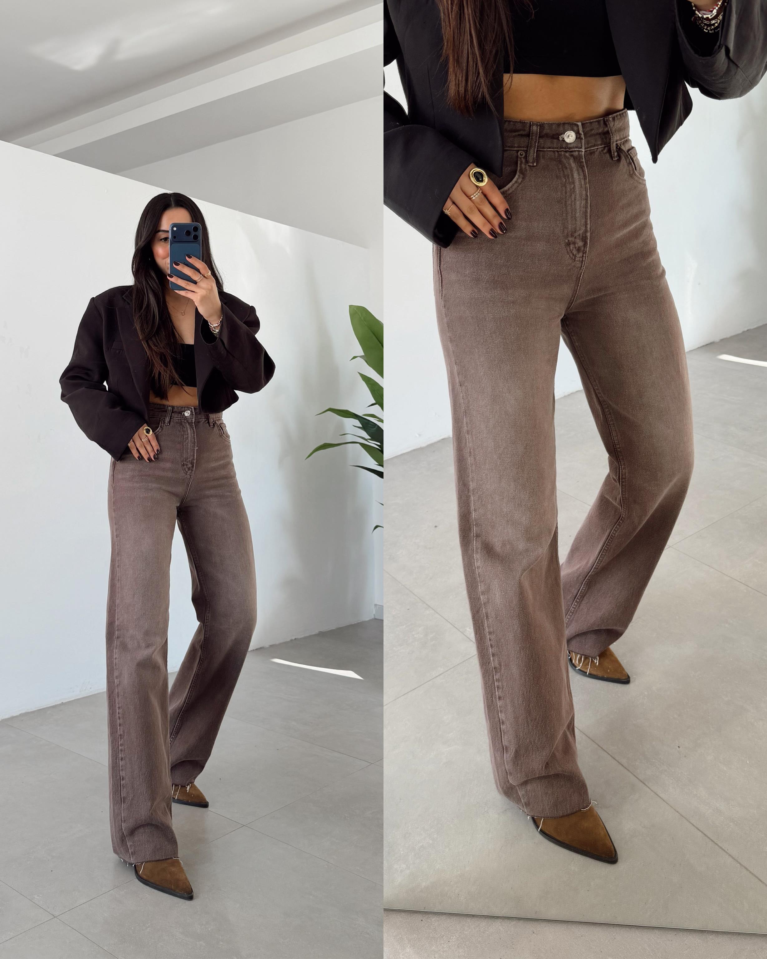 Kahve Yıkamalı Straight Jean