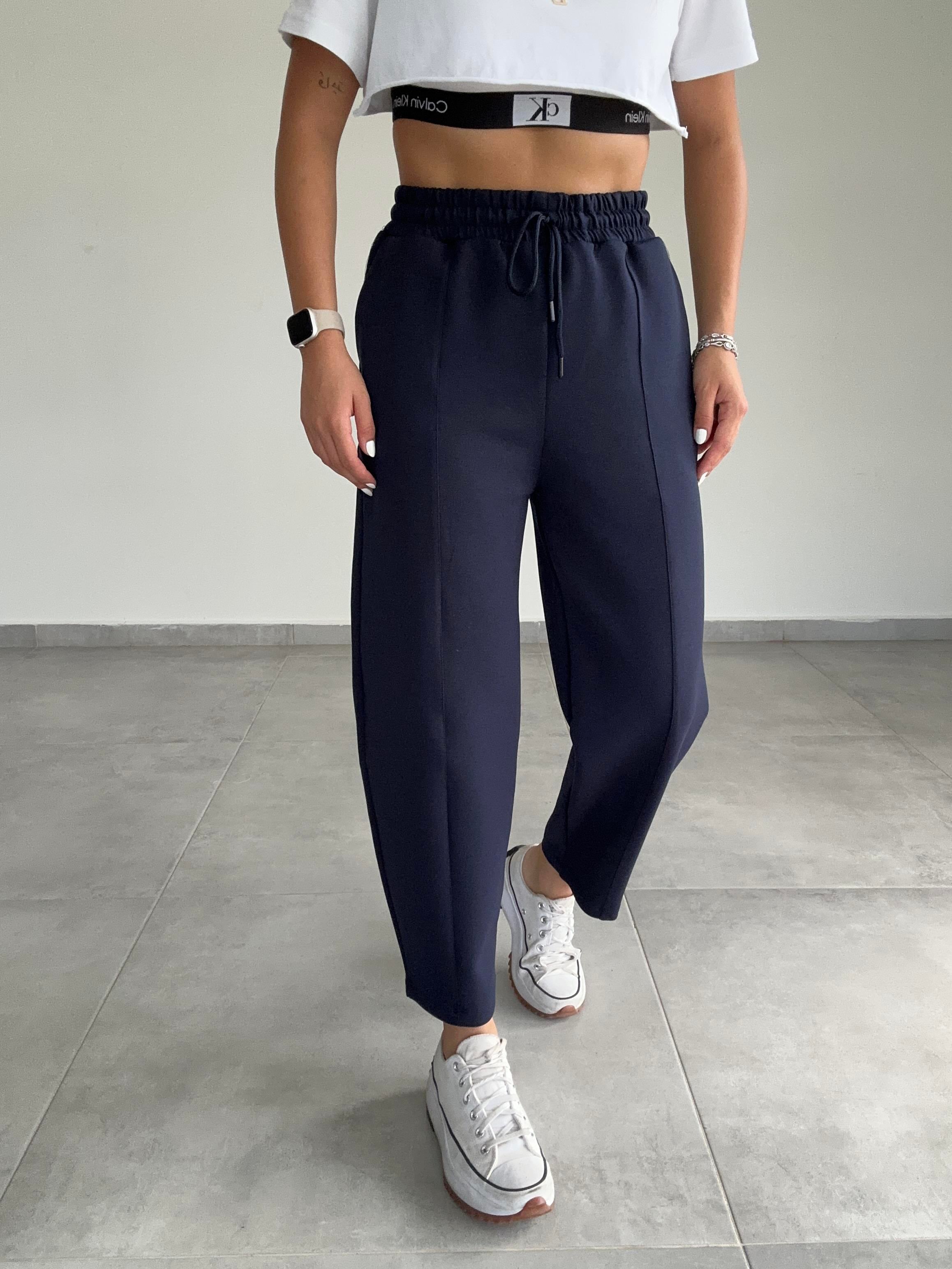 Kalila Lacivert Modal Çimalı Balon Pantolon