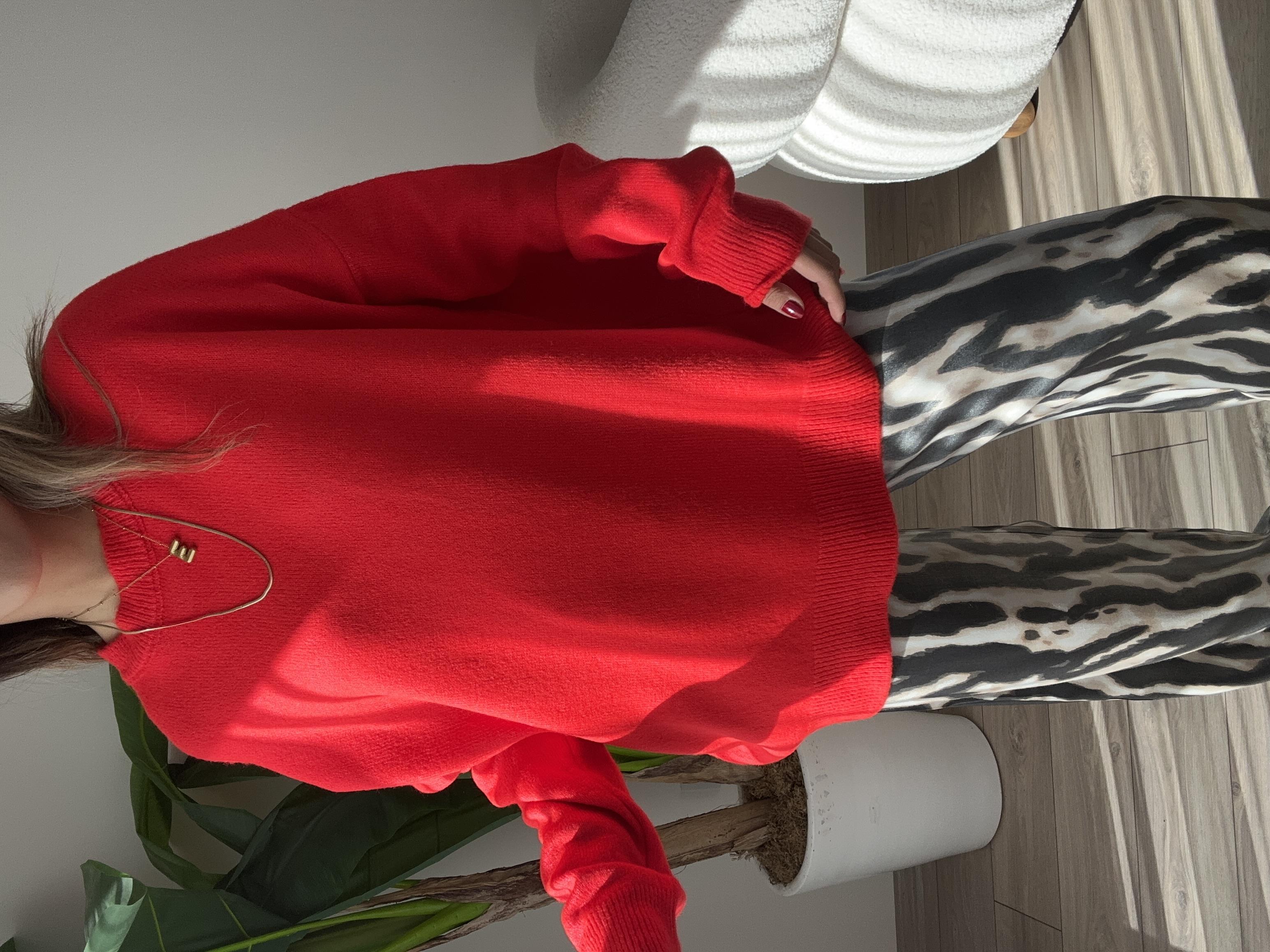 Kırmızı Bisiklet Yaka Triko Kazak