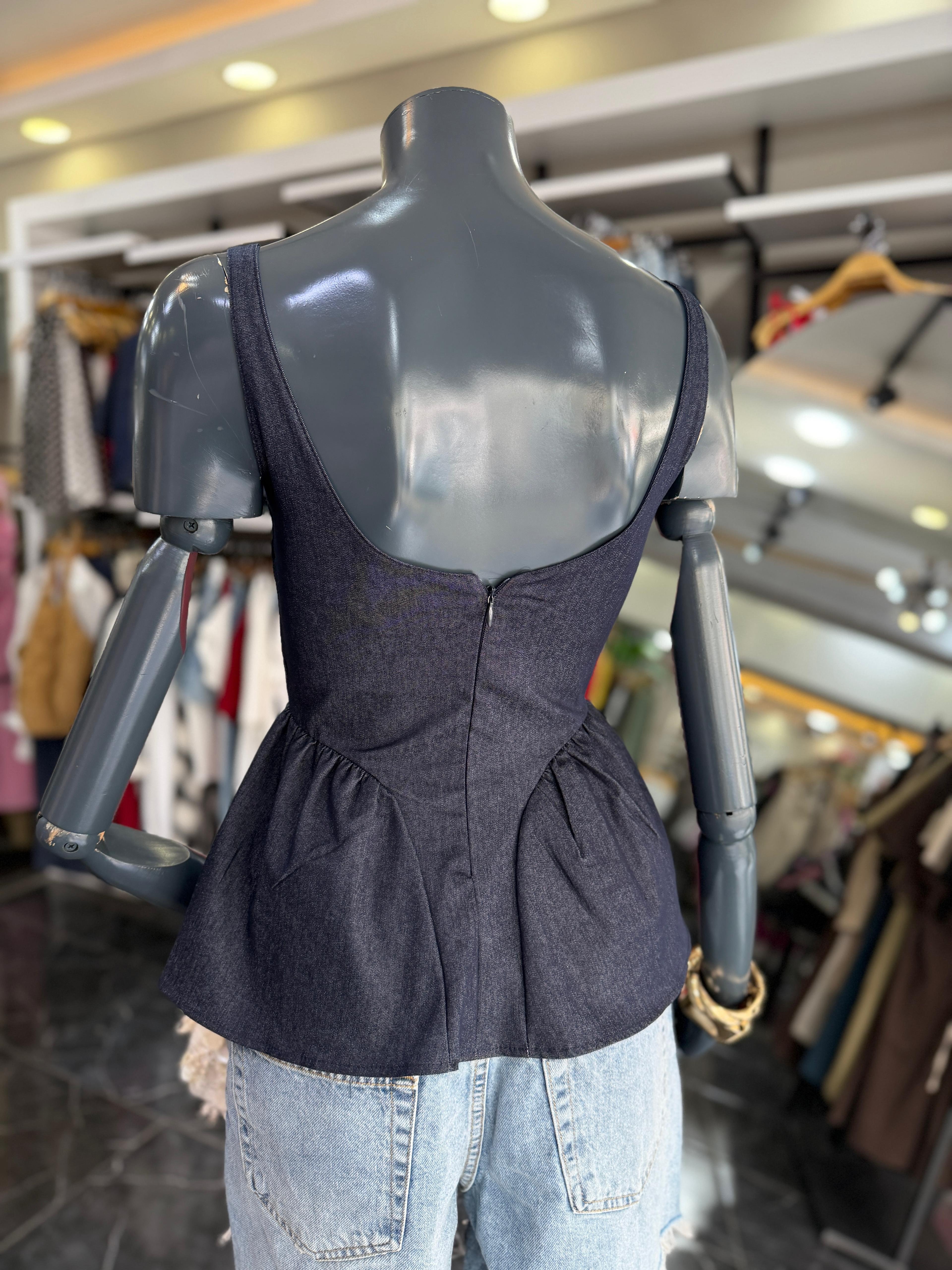 Kot Eteği Balon Detaylı Bluz