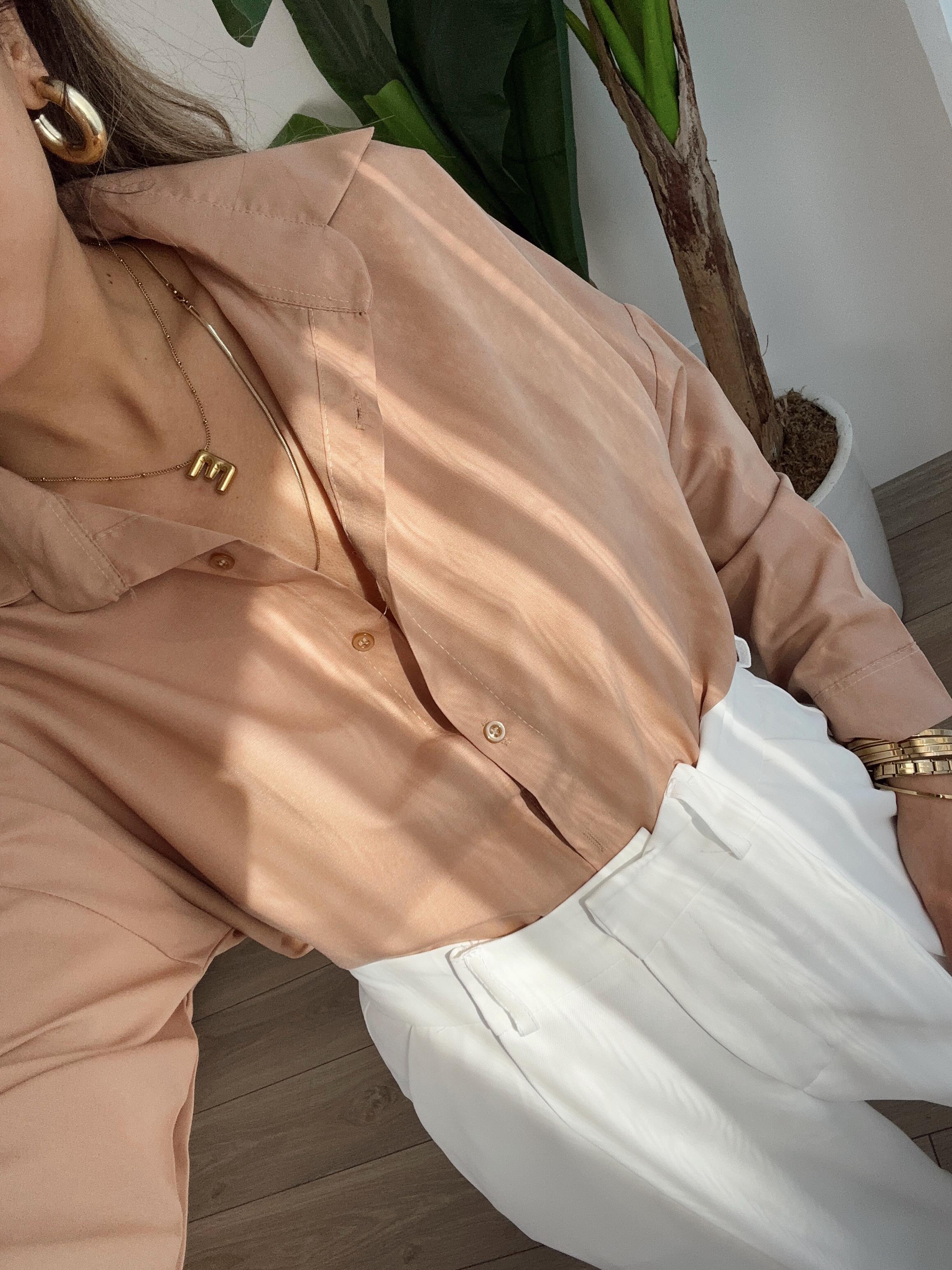 Koyu Bej Oversize Gömlek