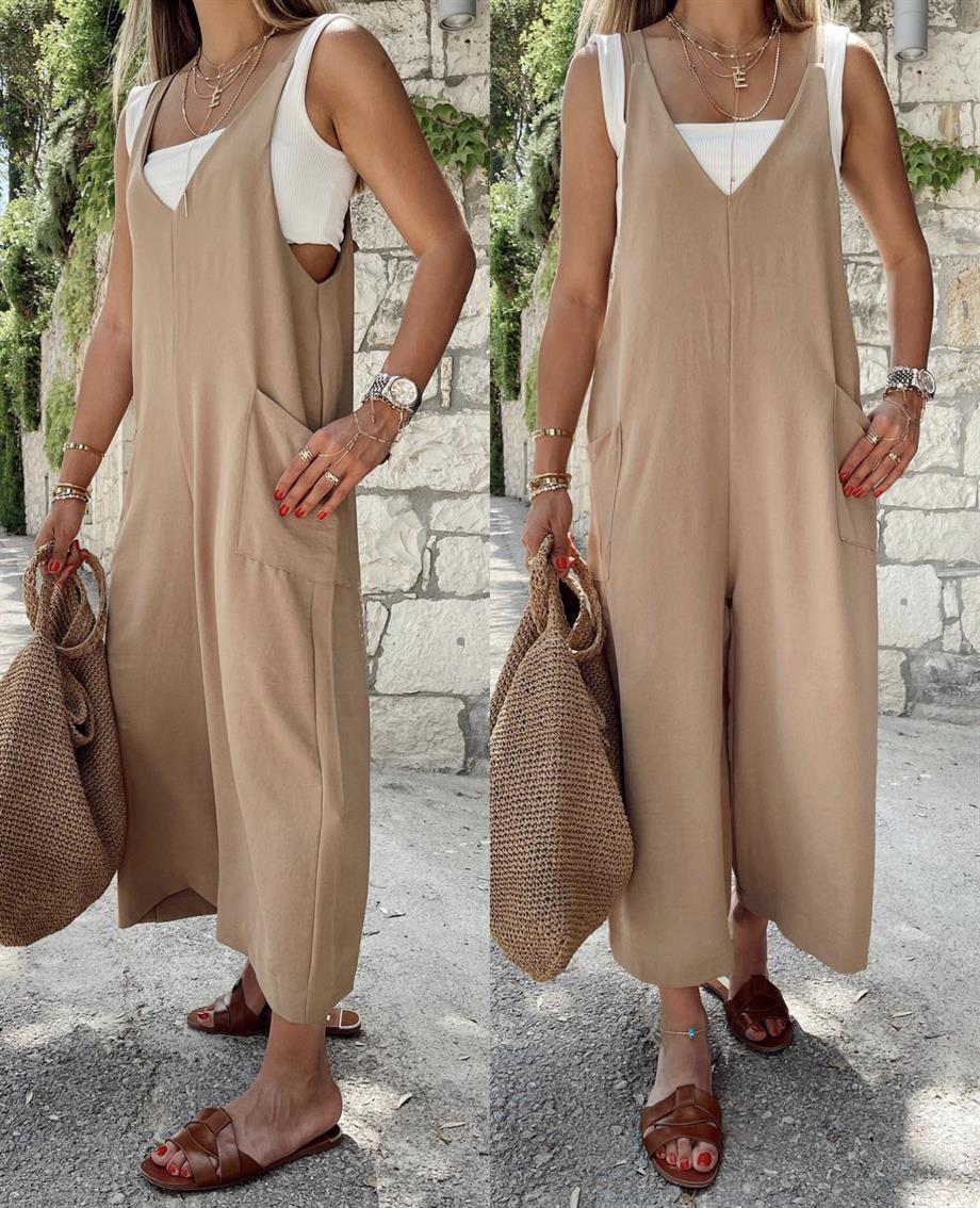 Koyu Bej Salopet Tulum