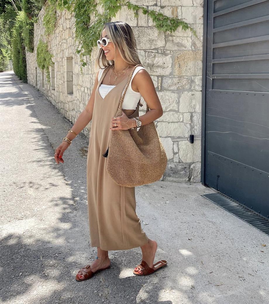 Koyu Bej Salopet Tulum