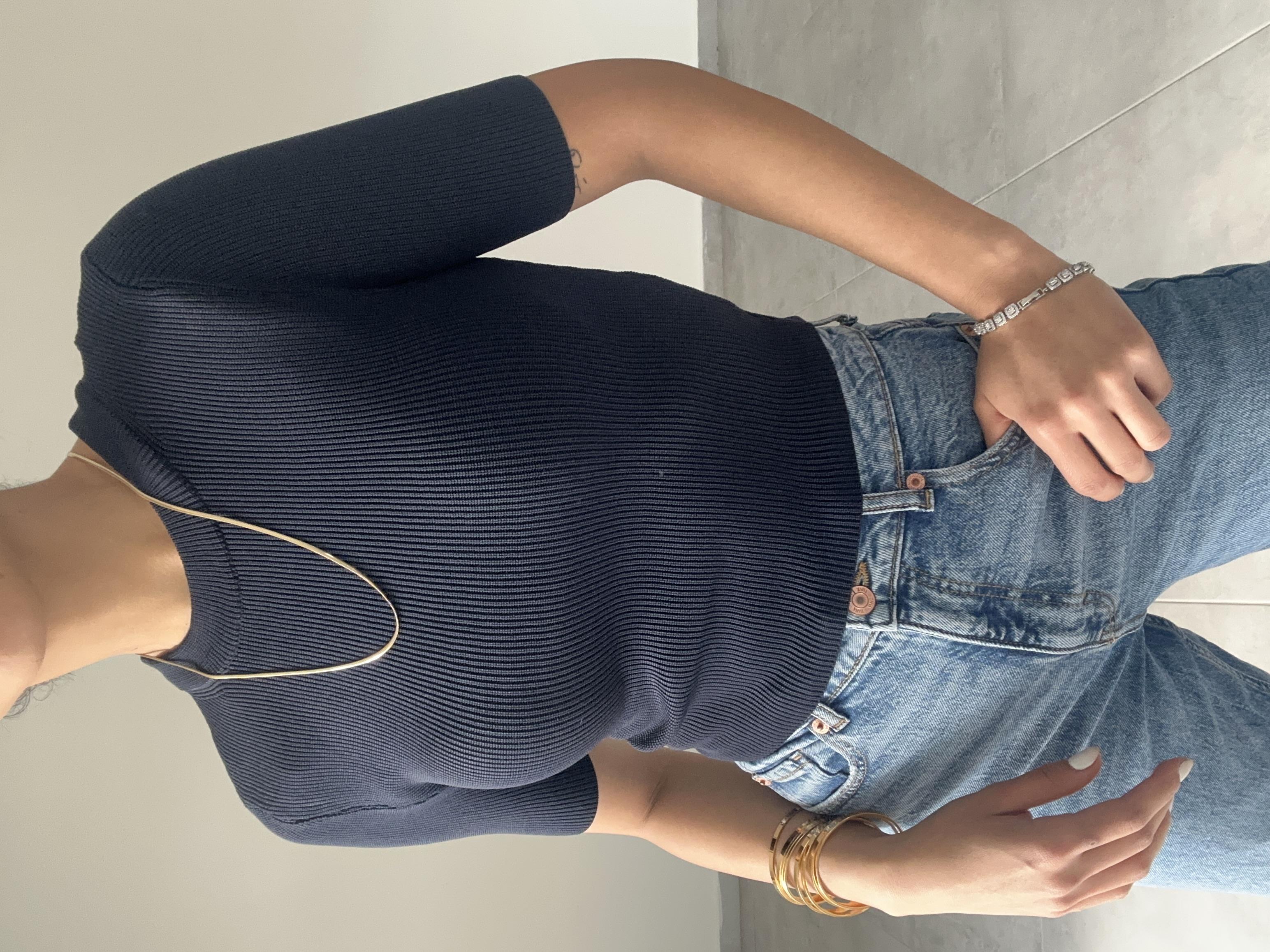 Koyu Lacivert Kısa Kol Triko Badi