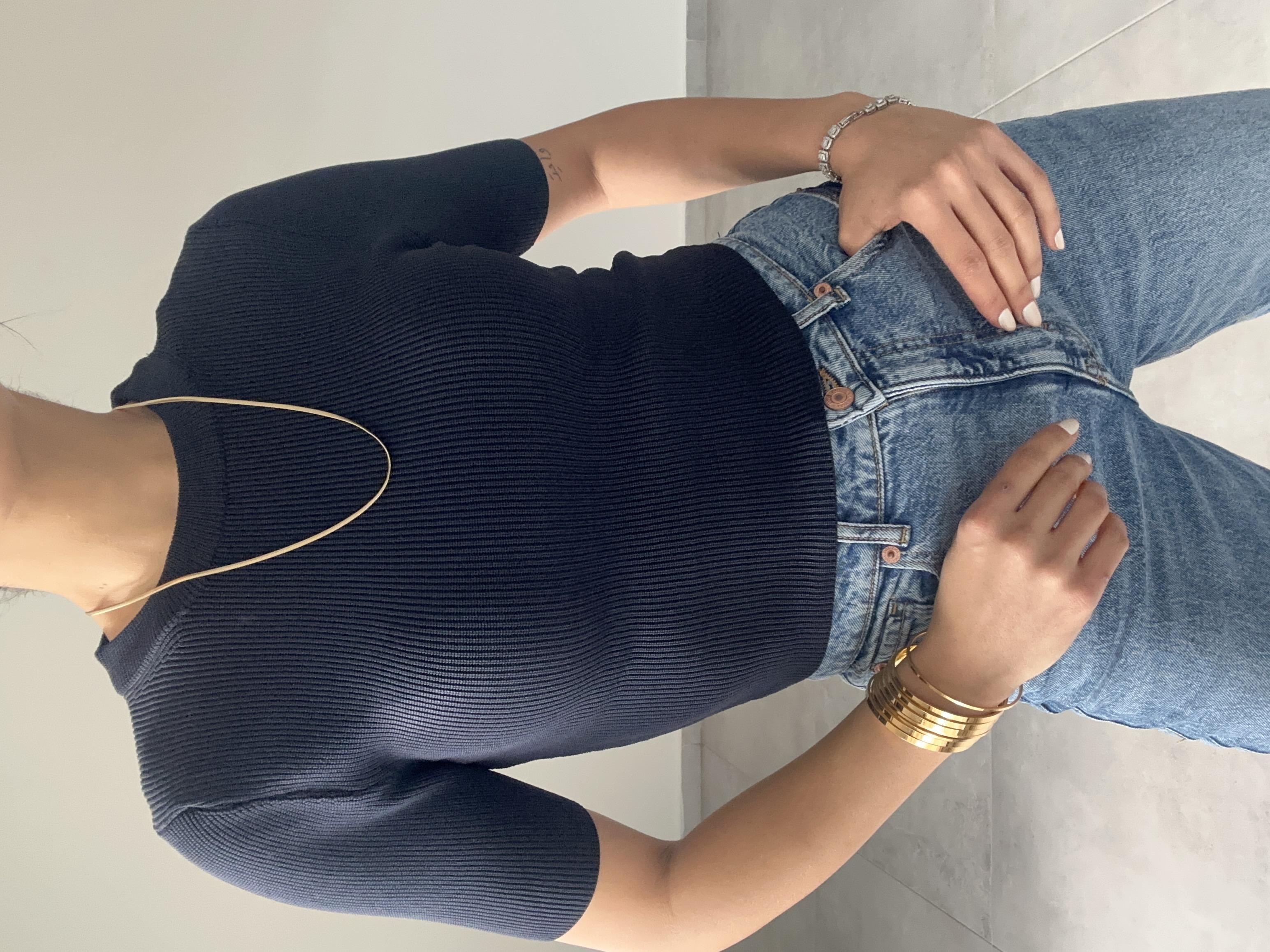 Koyu Lacivert Kısa Kol Triko Badi