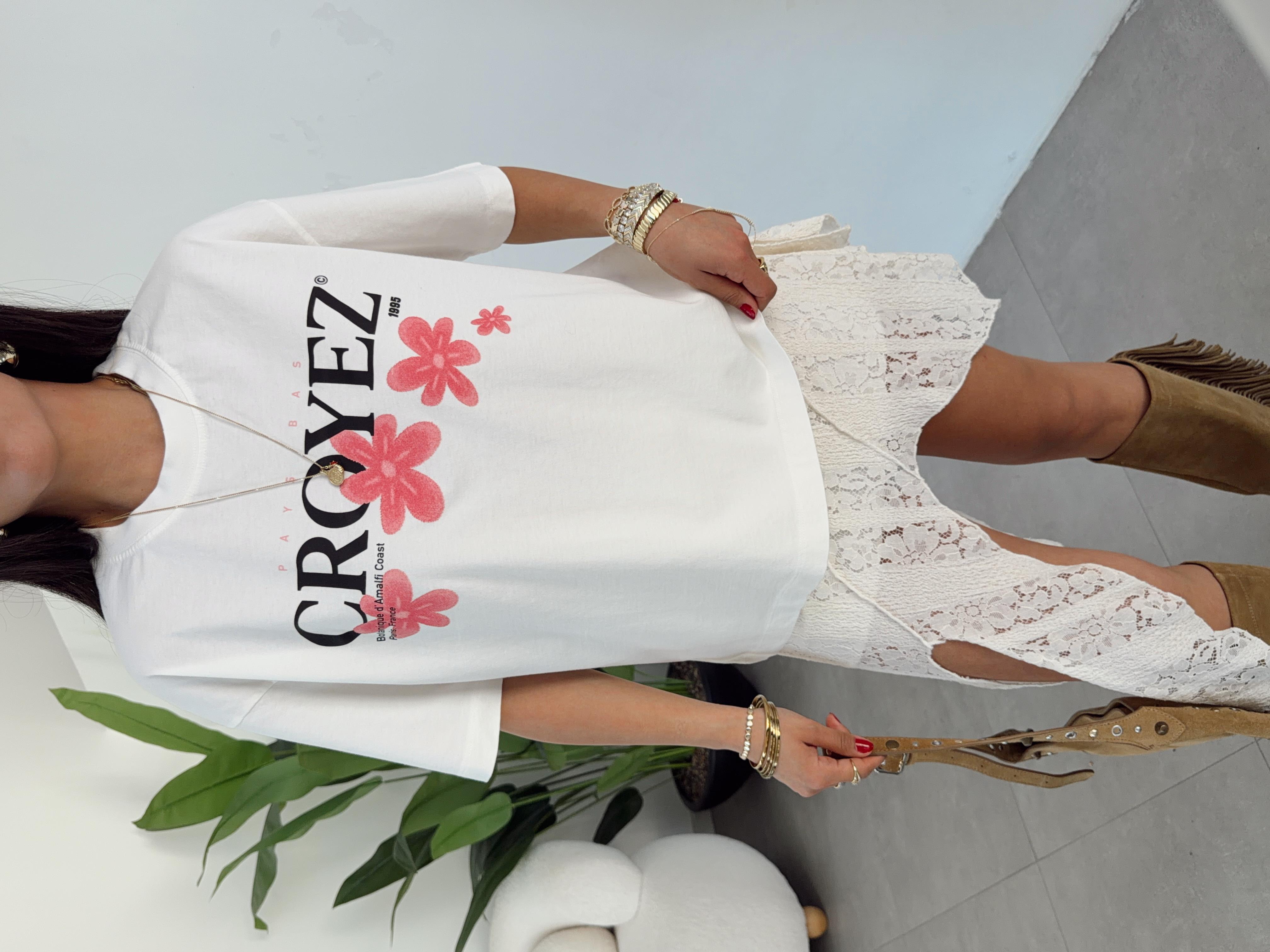 Krem Baskılı T-Shirt