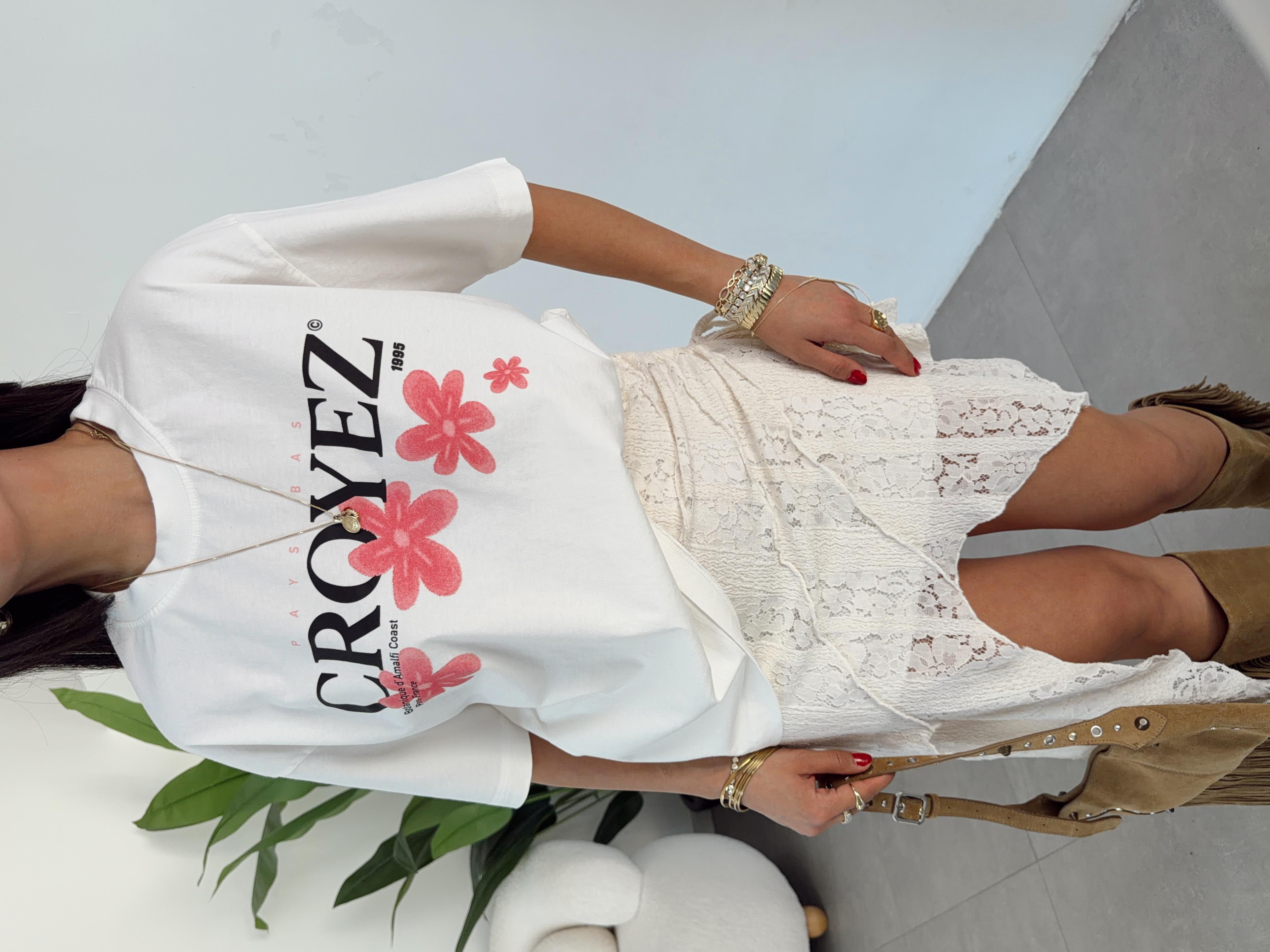 Krem Baskılı T-Shirt