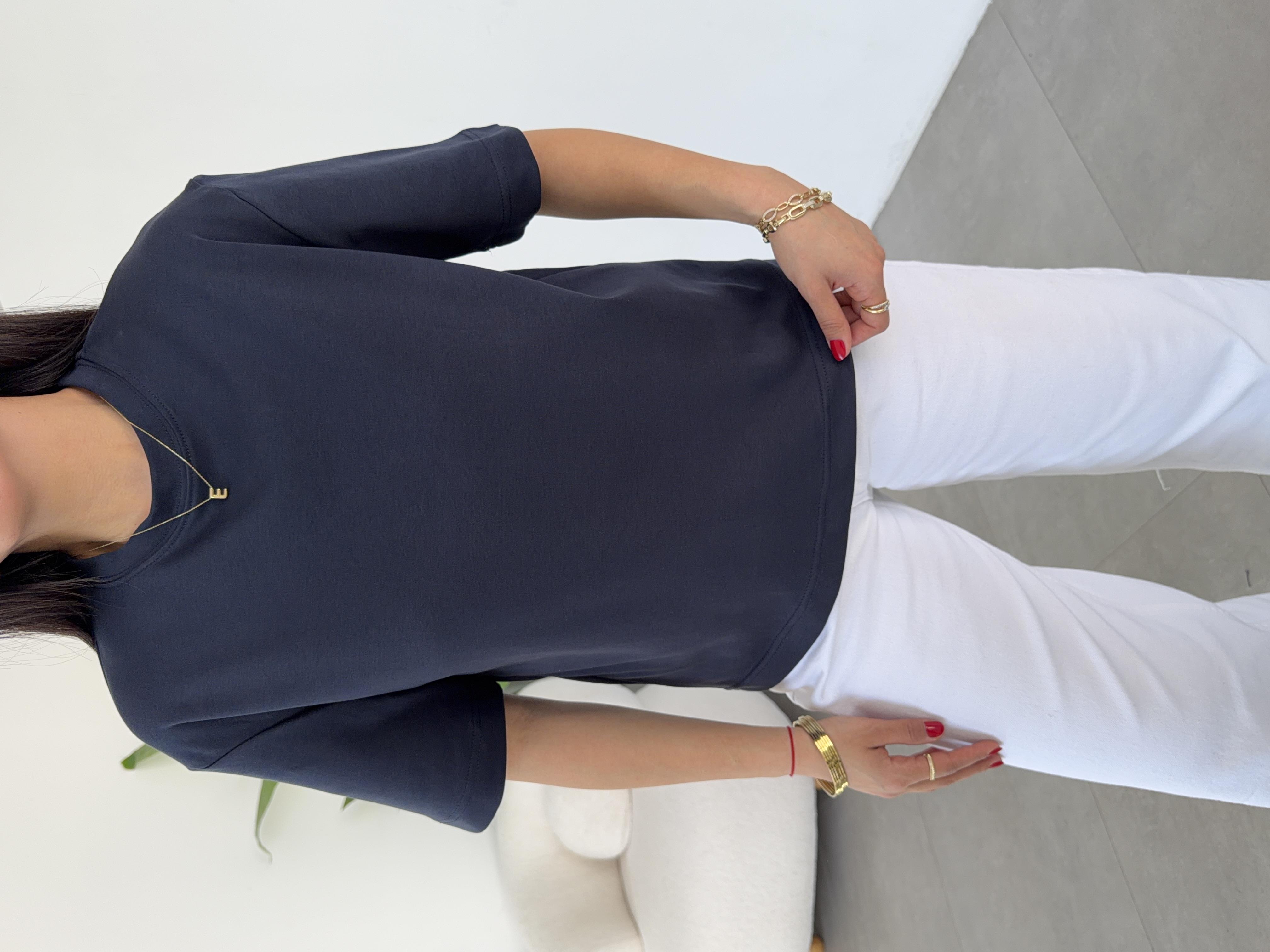 Lacivert Bisiklet Yaka Cs T-Shirt