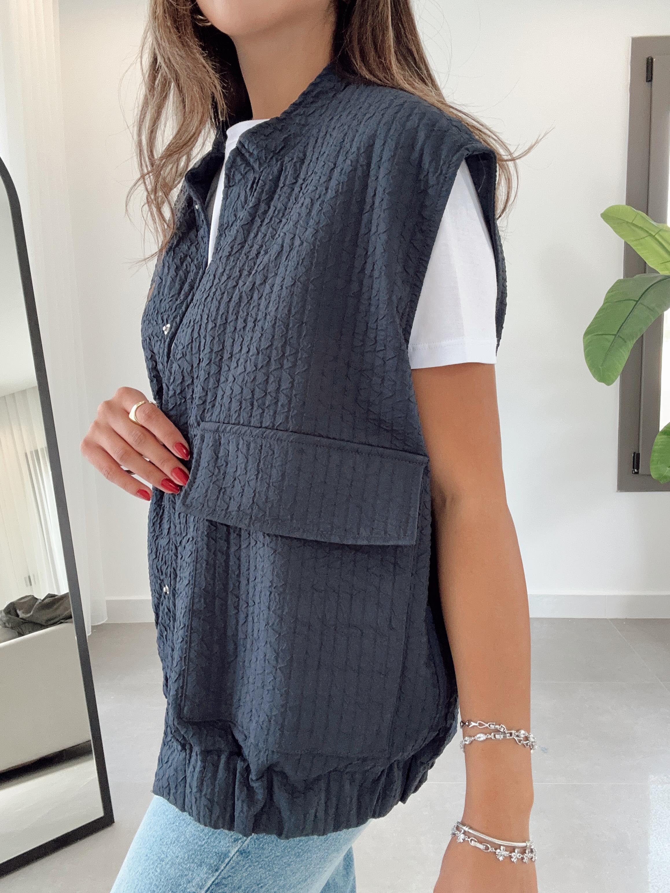 Lacivert Kapitone Yelek