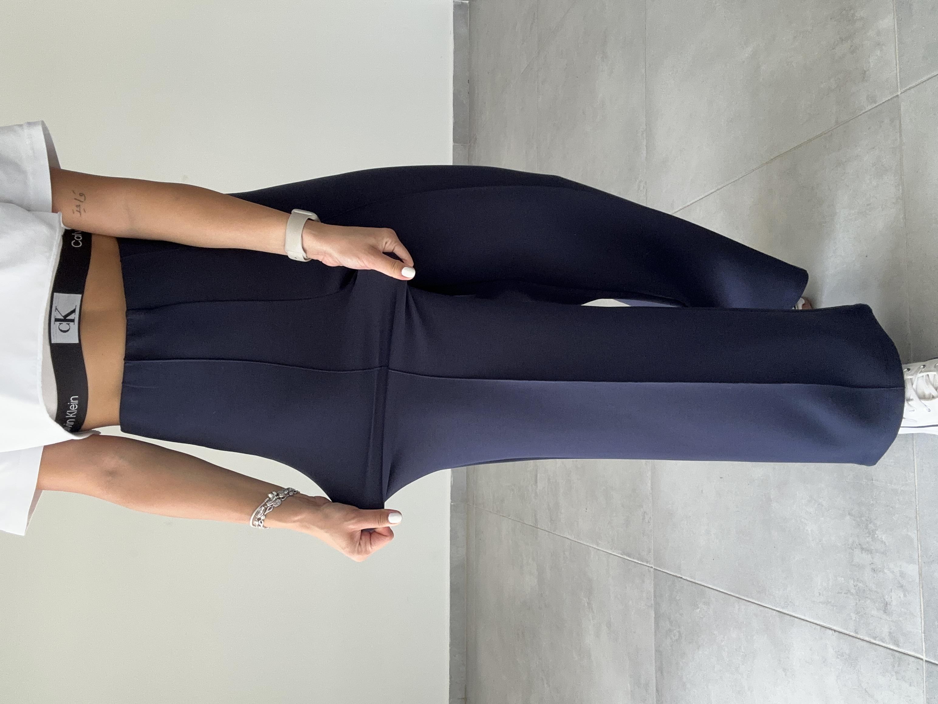 Lacivert Modal Kemersiz Çimalı Pantolon