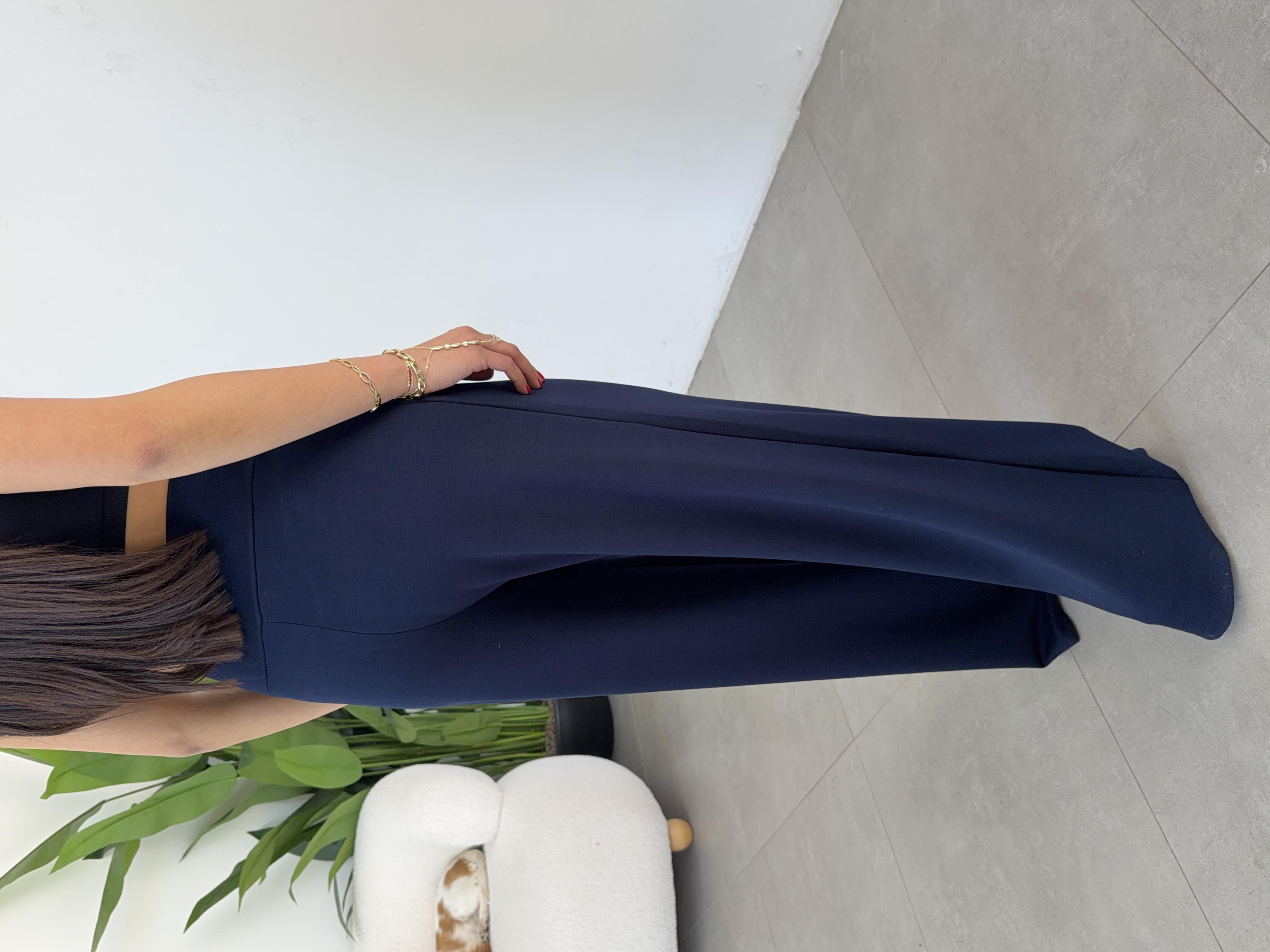 Lacivert Modal Önü Tokalı Pantolon