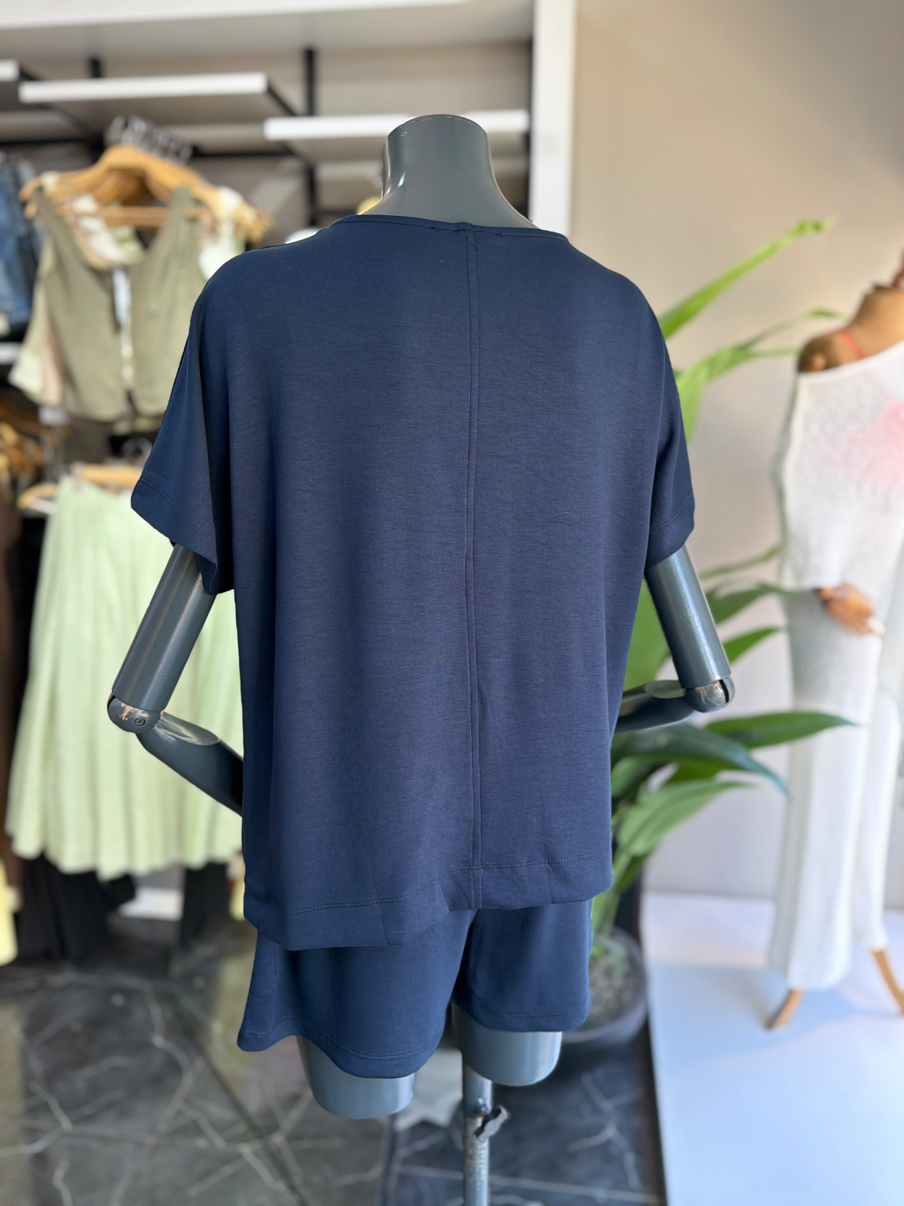 Lacivert Modal Şortlu Tshirt Takım