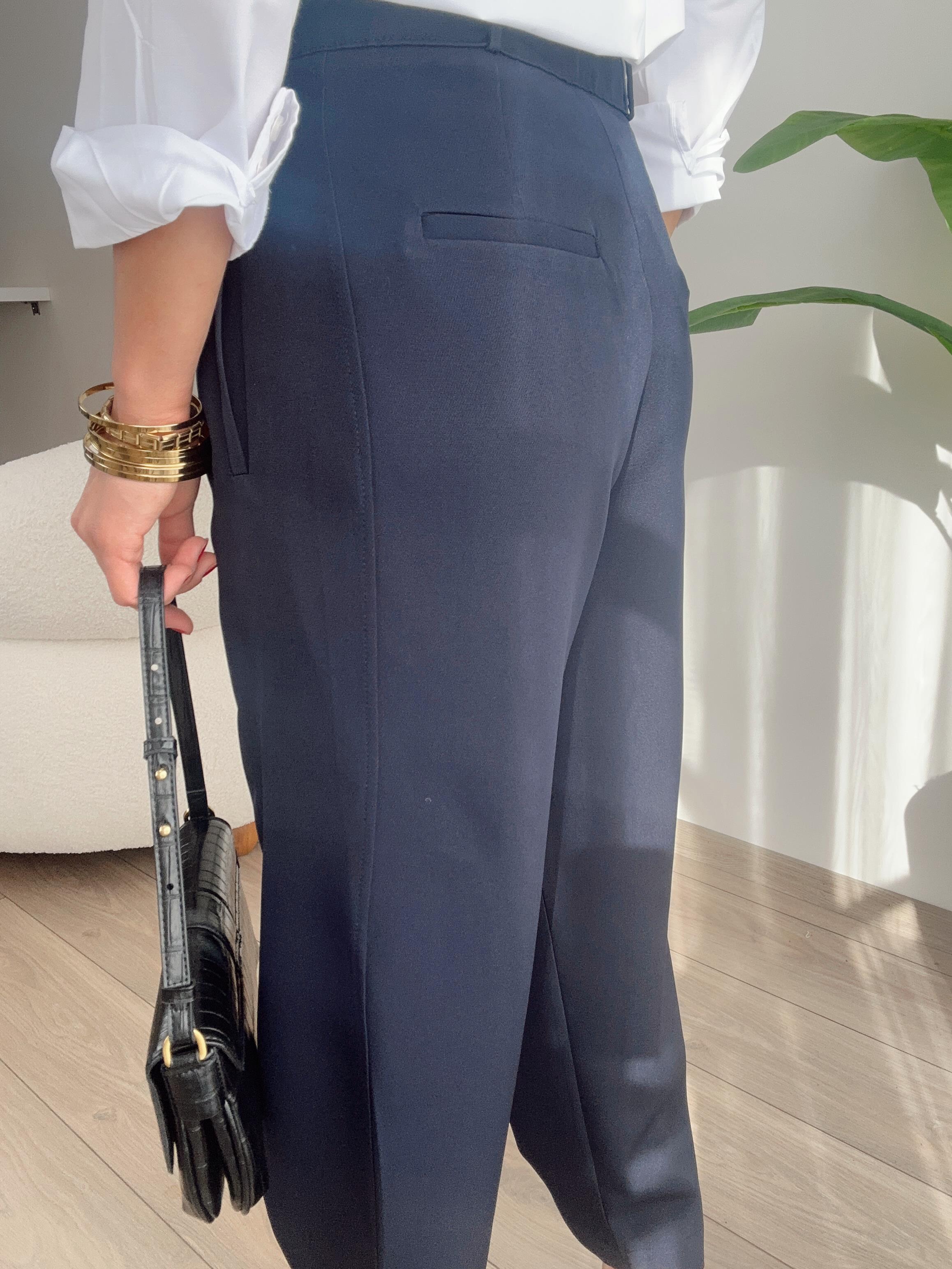 Lacivert Paça Düğme Pantolon