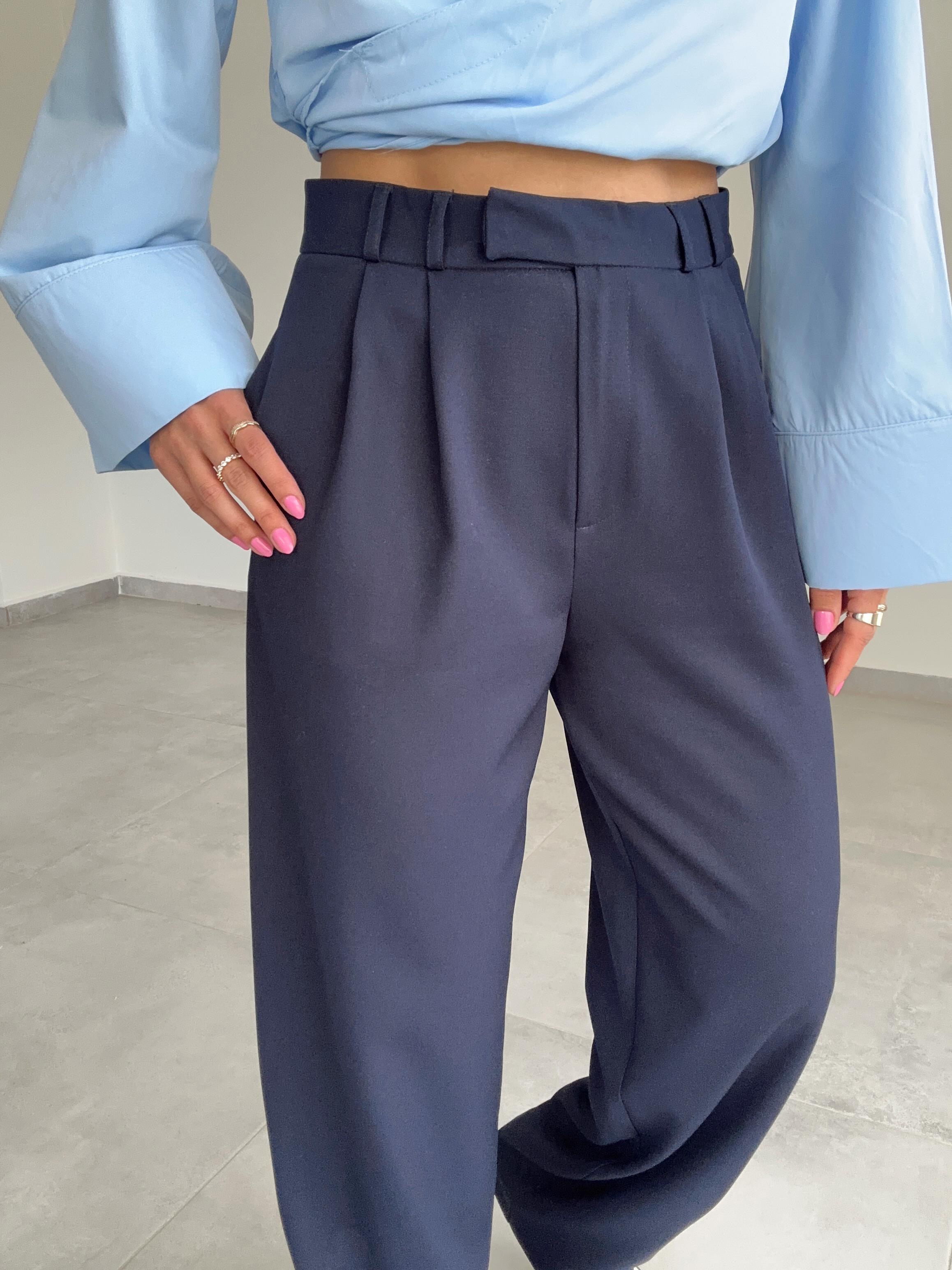 Lacivert Palazzo Pantolon