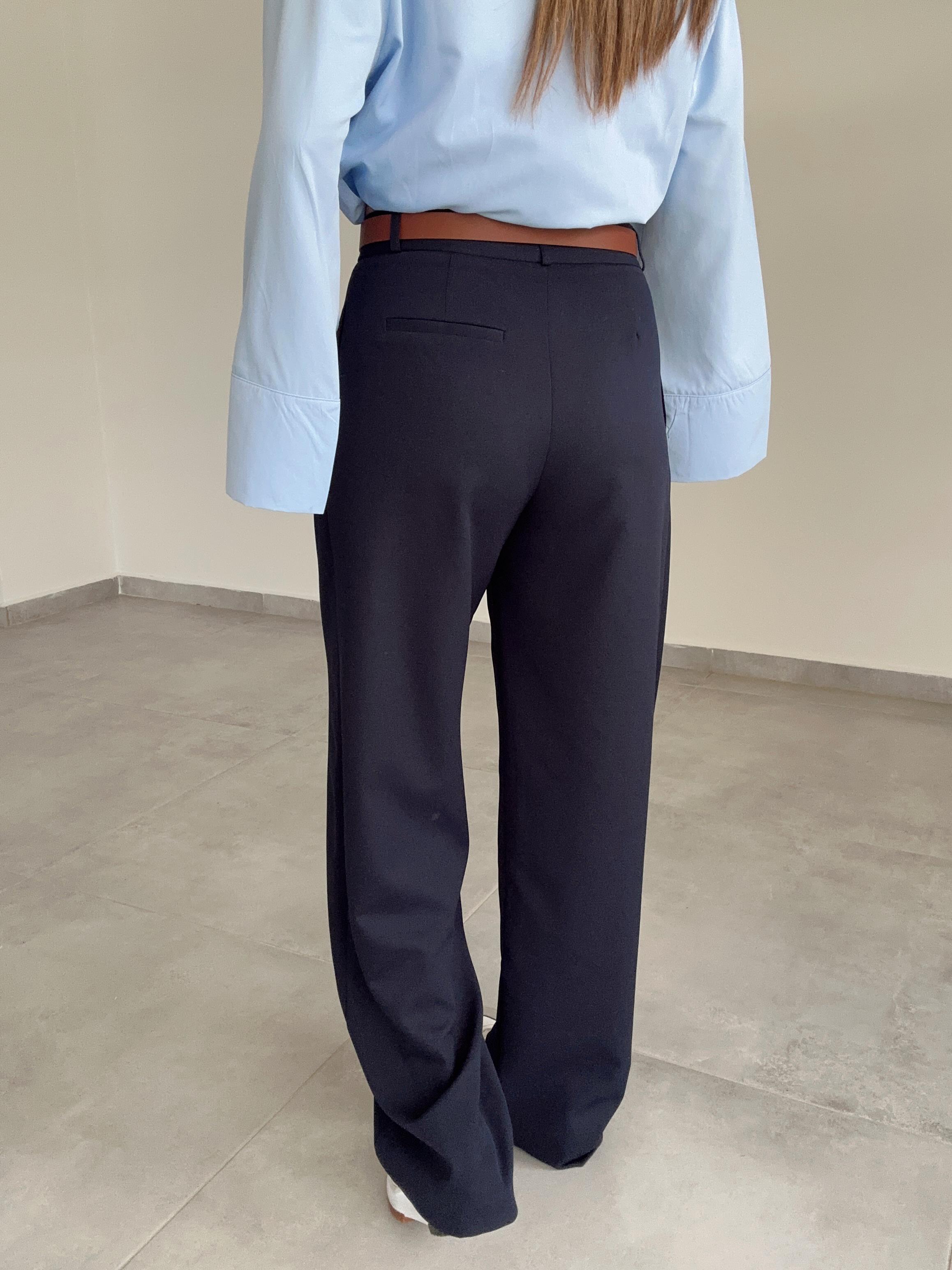 Lacivert Palazzo Pantolon