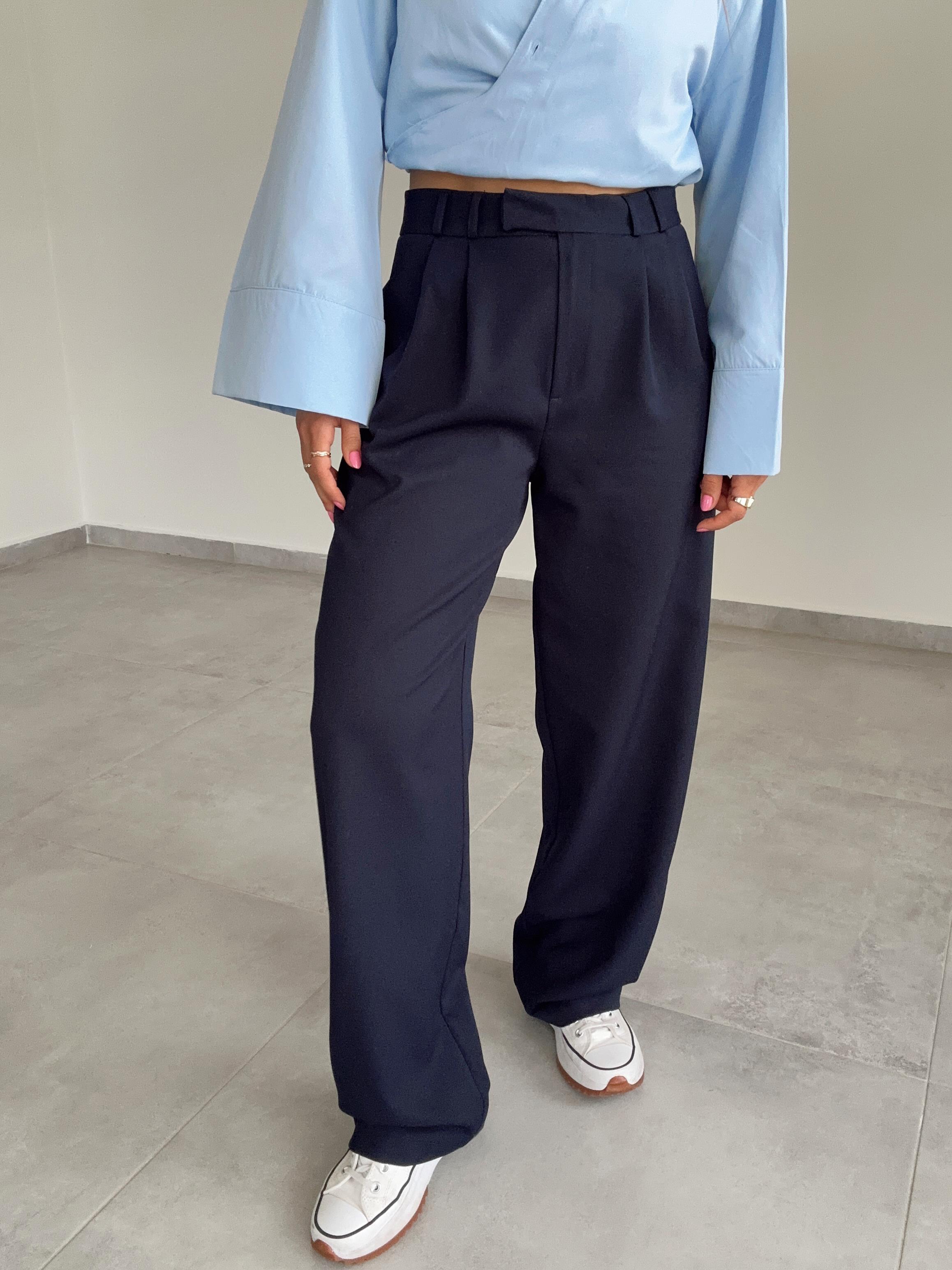 Lacivert Palazzo Pantolon