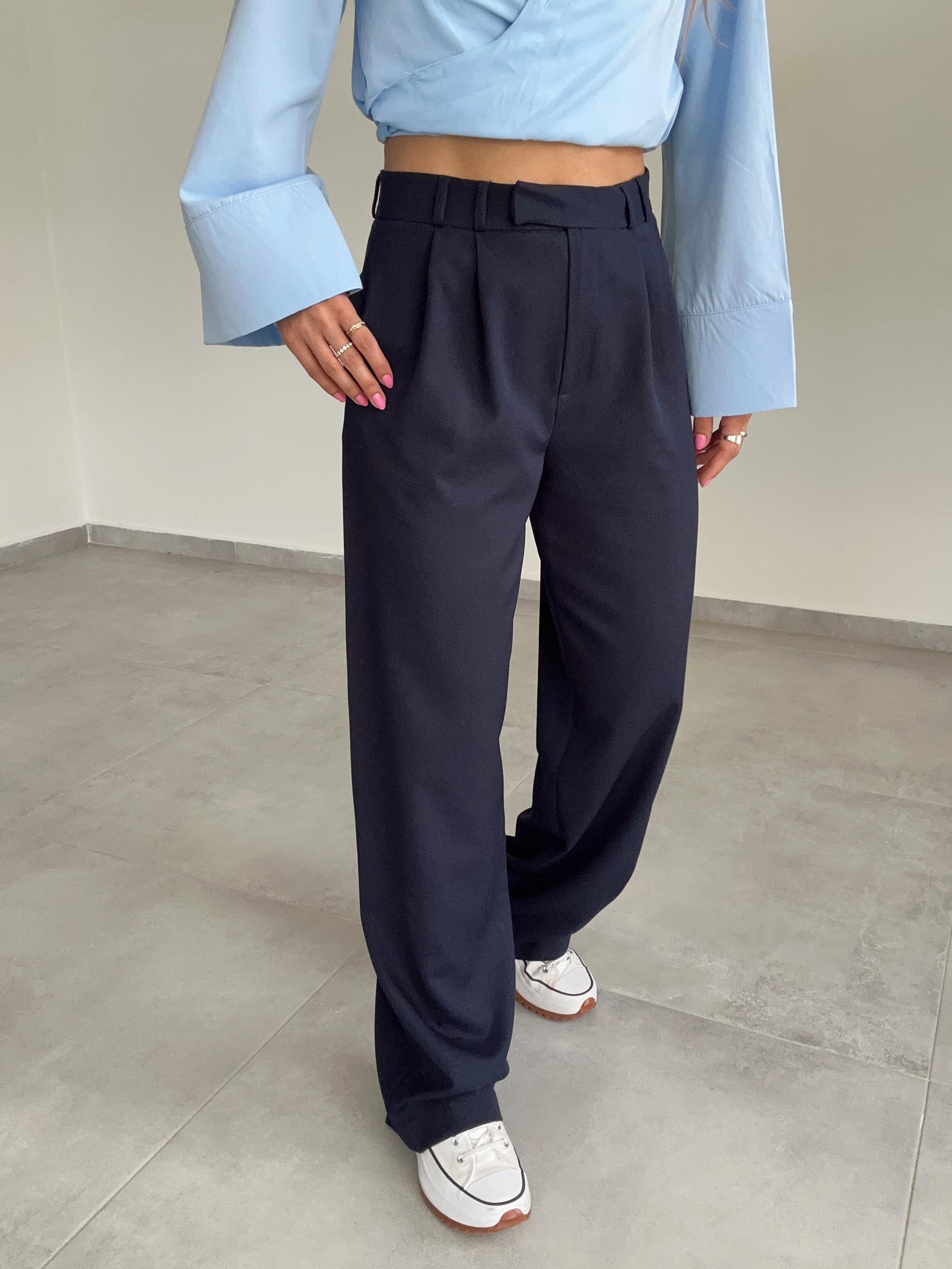 Lacivert Palazzo Pantolon