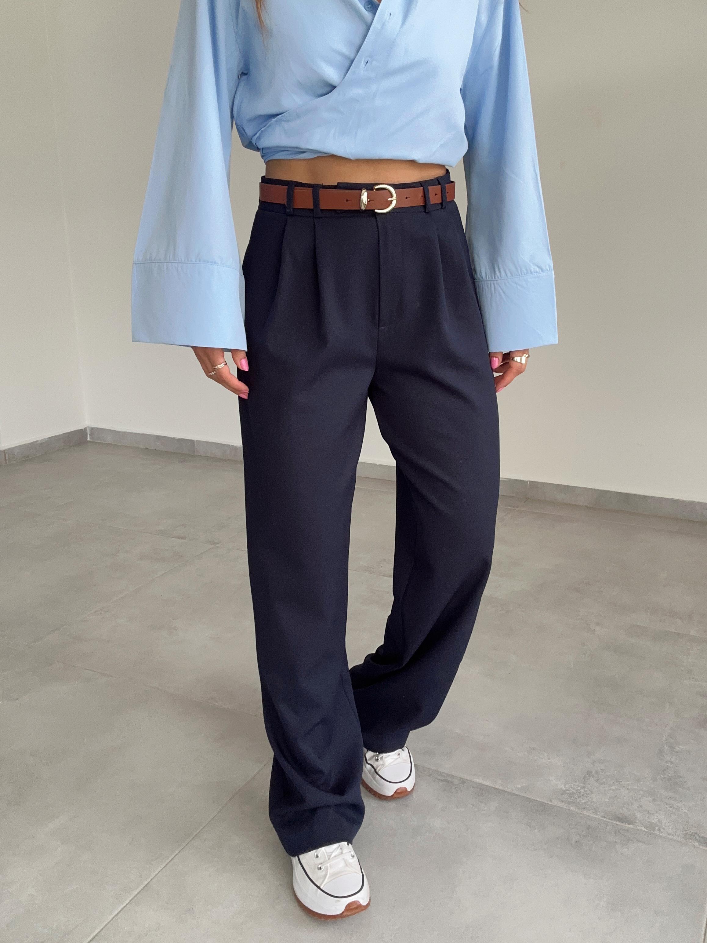 Lacivert Palazzo Pantolon