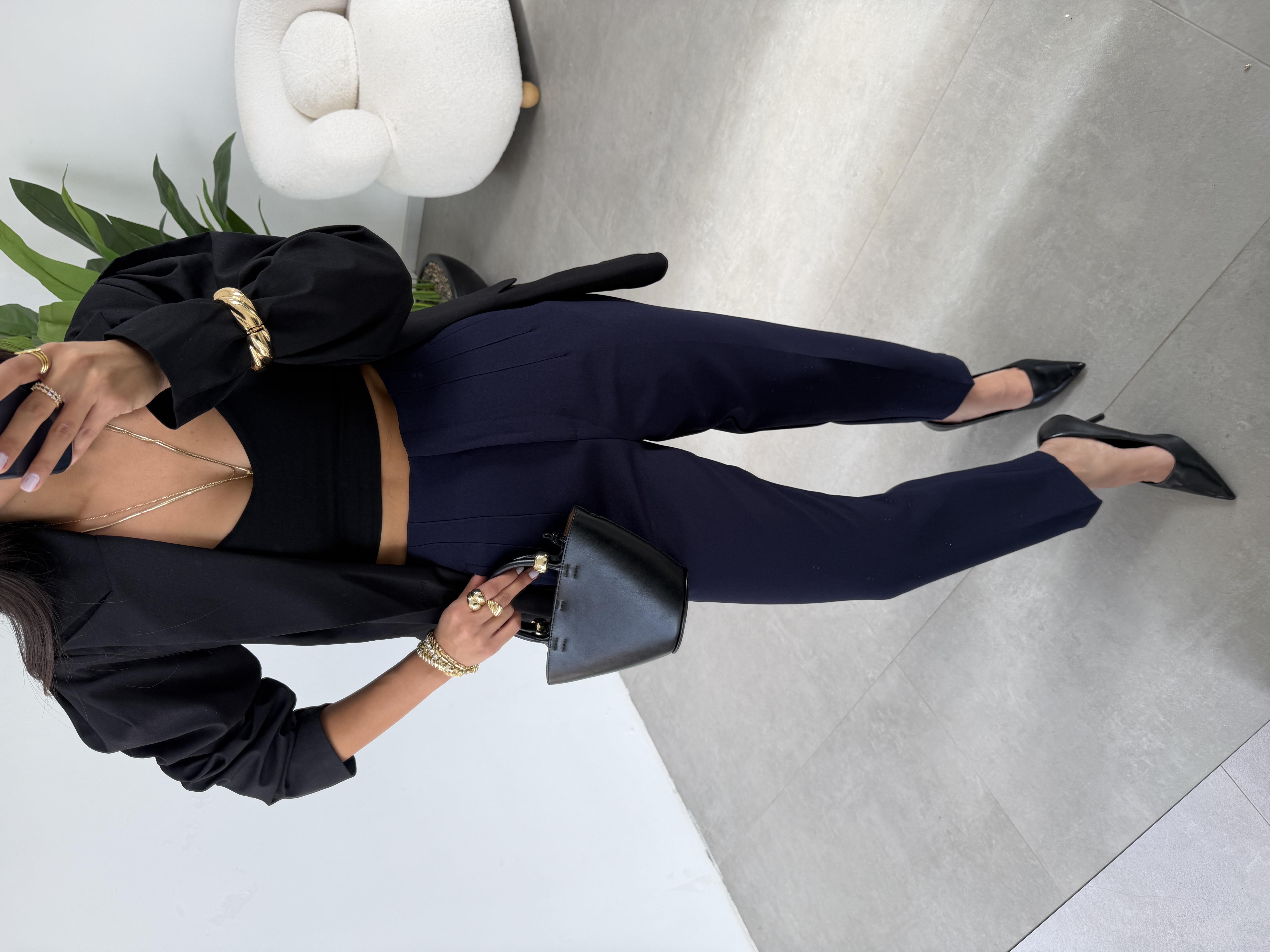 Lacivert Pensli Havuç Pantolon