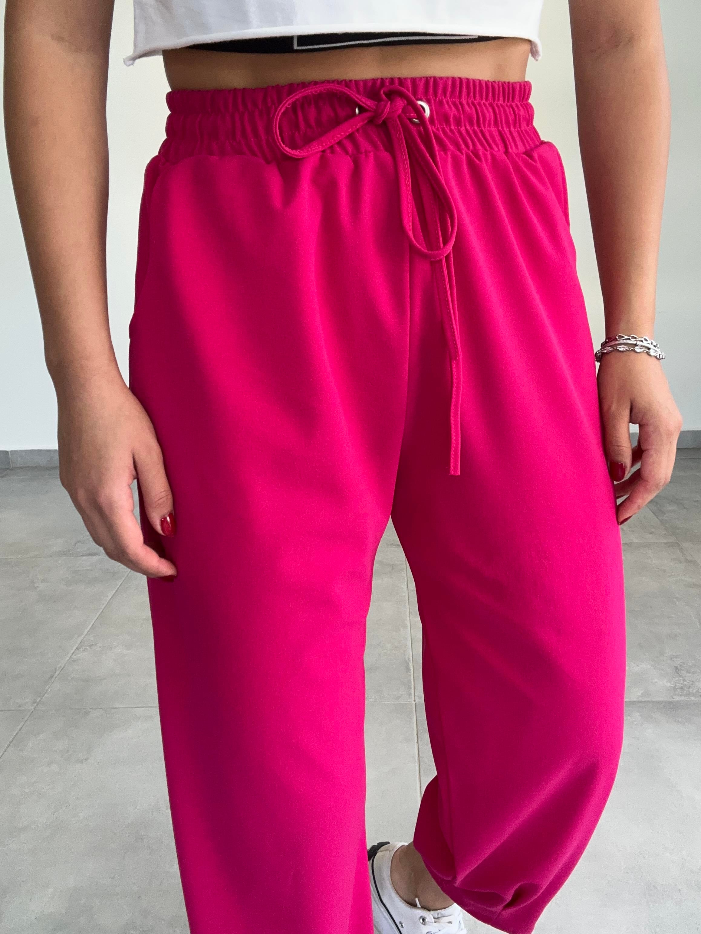 Lena Fuşya Paça Pileli Pantolon