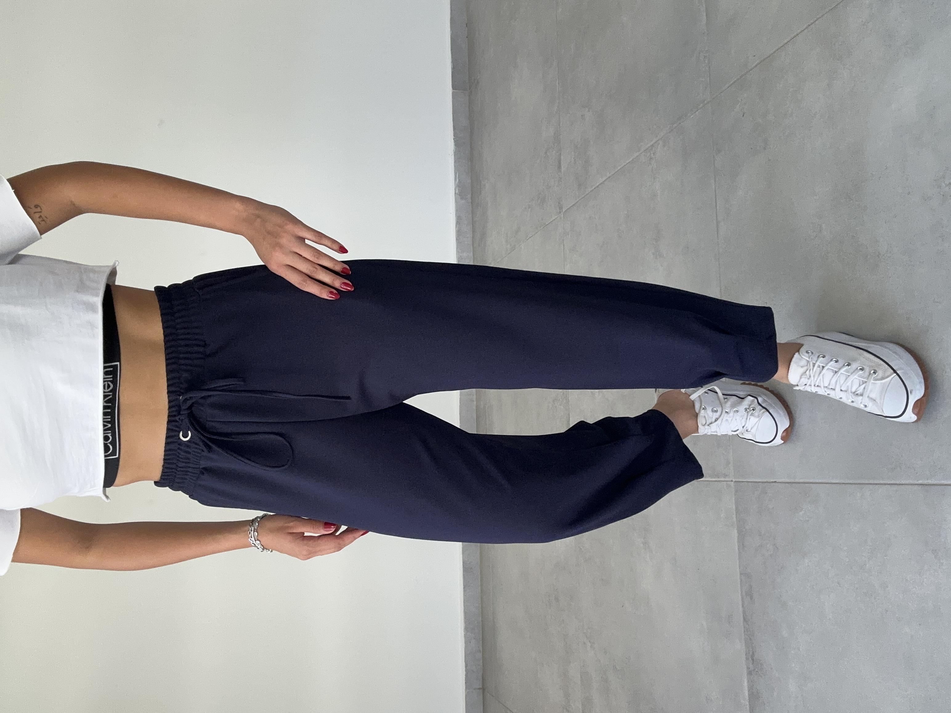 Lena Lacivert Paça Pileli Pantolon