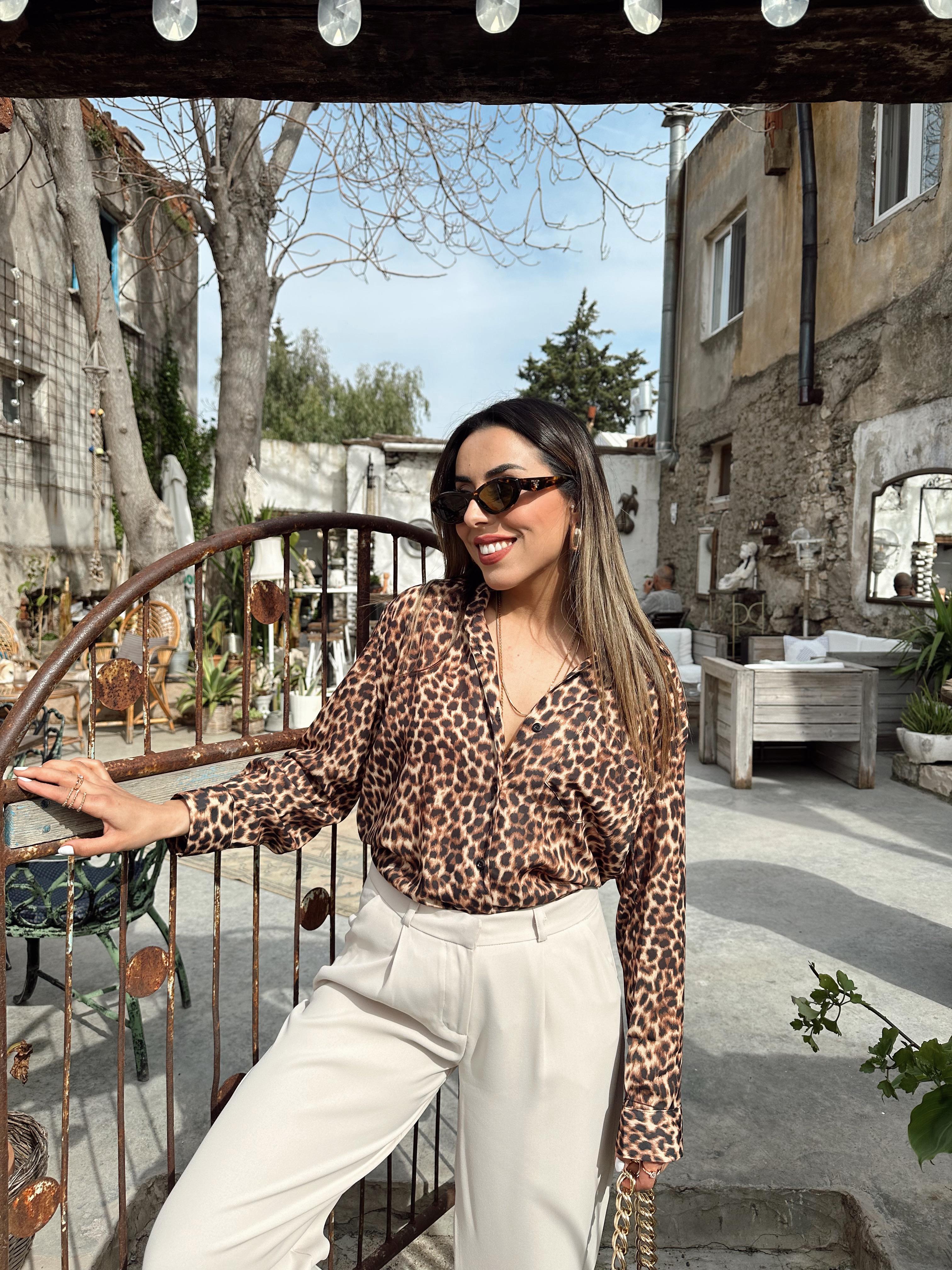 Leopar Desen Gömlek