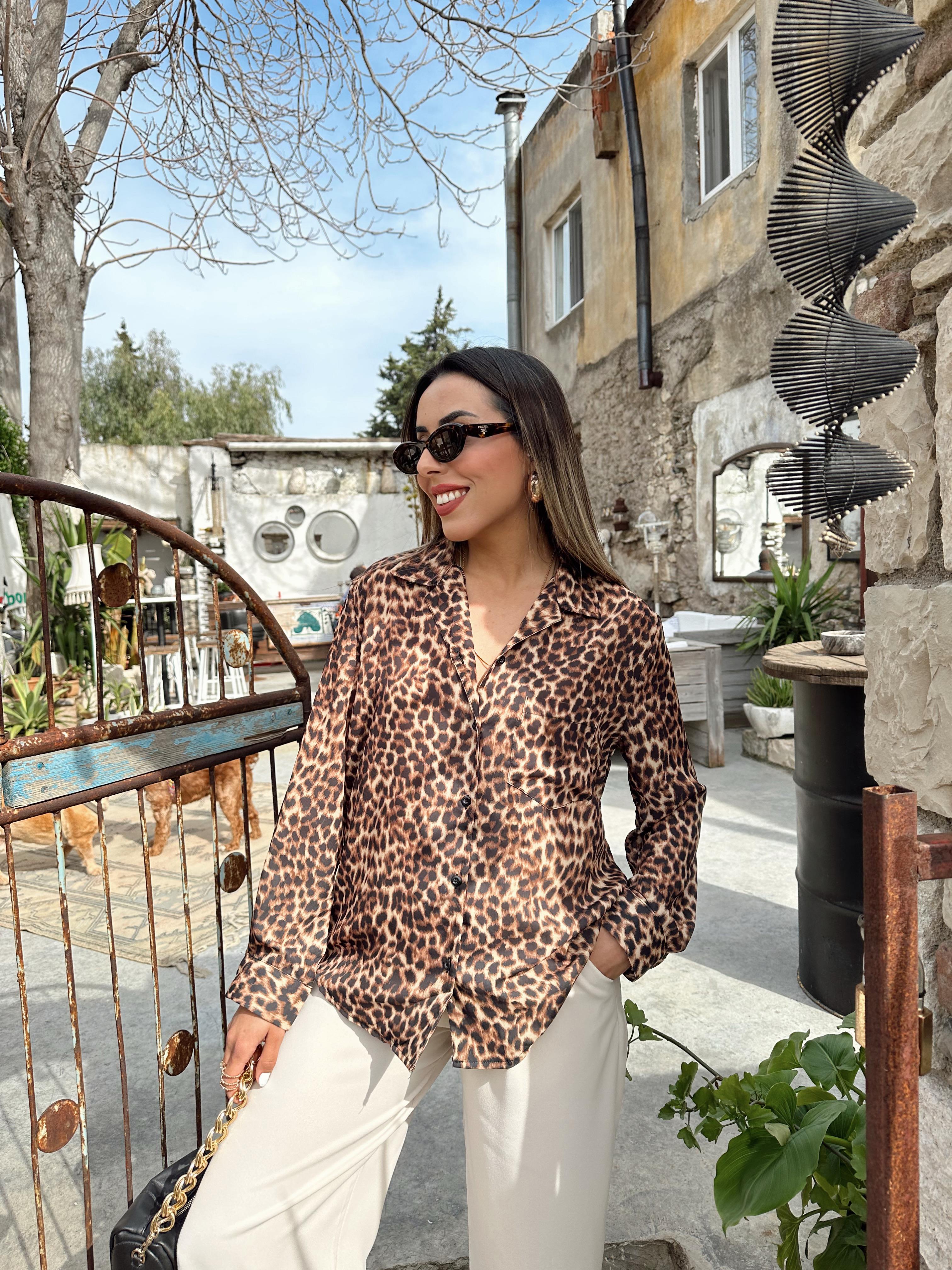 Leopar Desen Gömlek