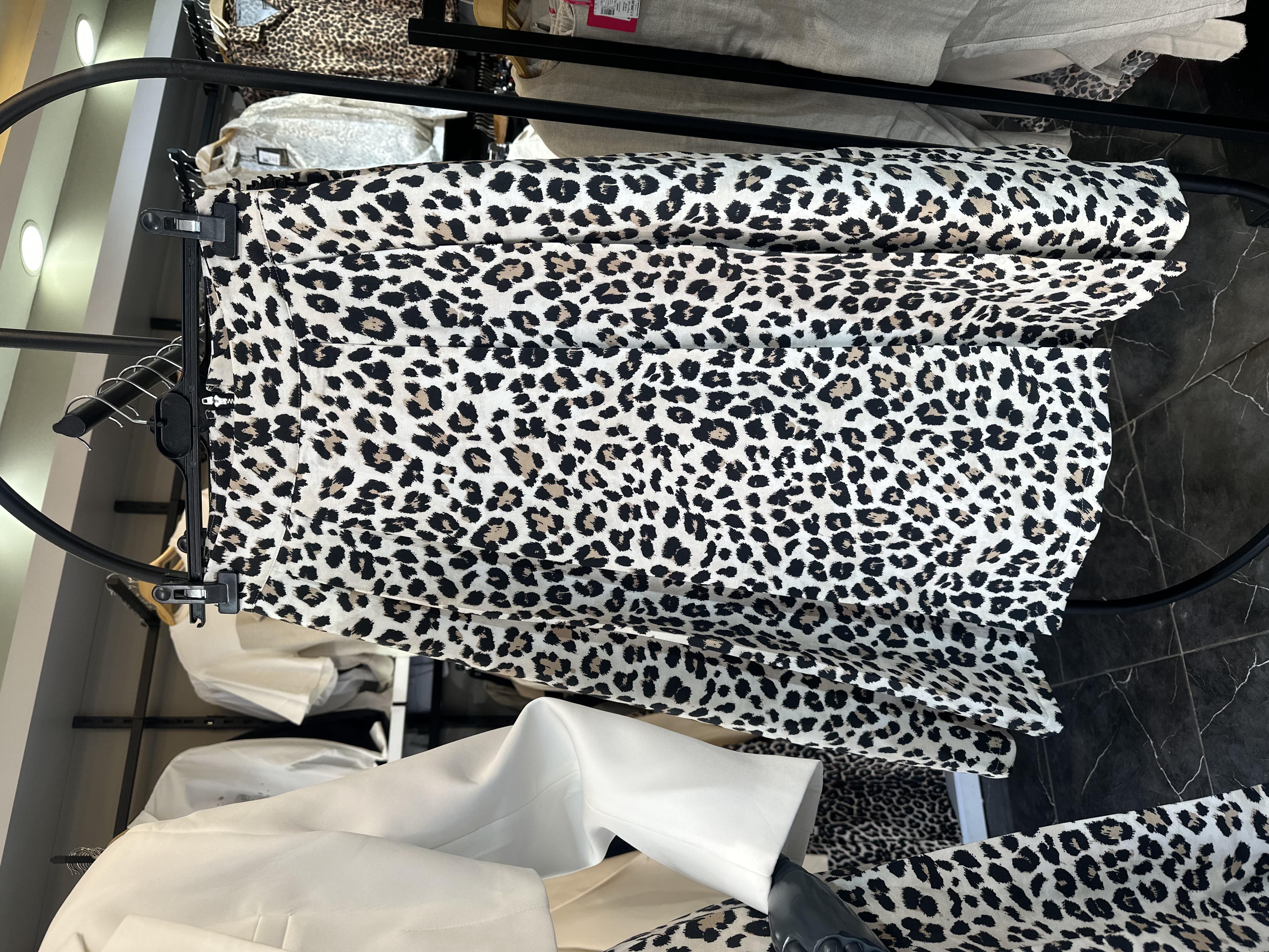 Leopar Desen Midi Boy Pileli Etek