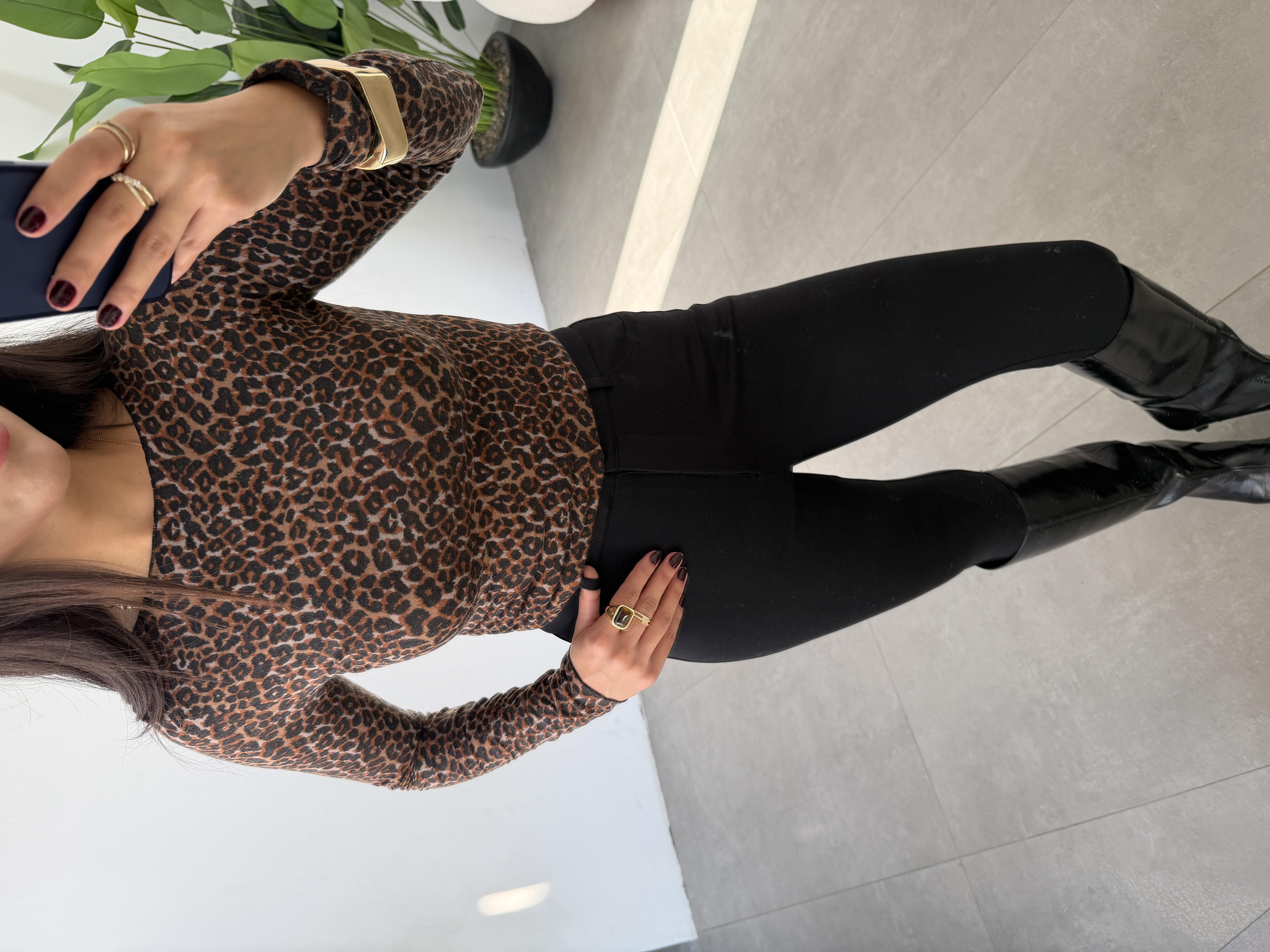 Leopar Desenli Kaşmir Bluz
