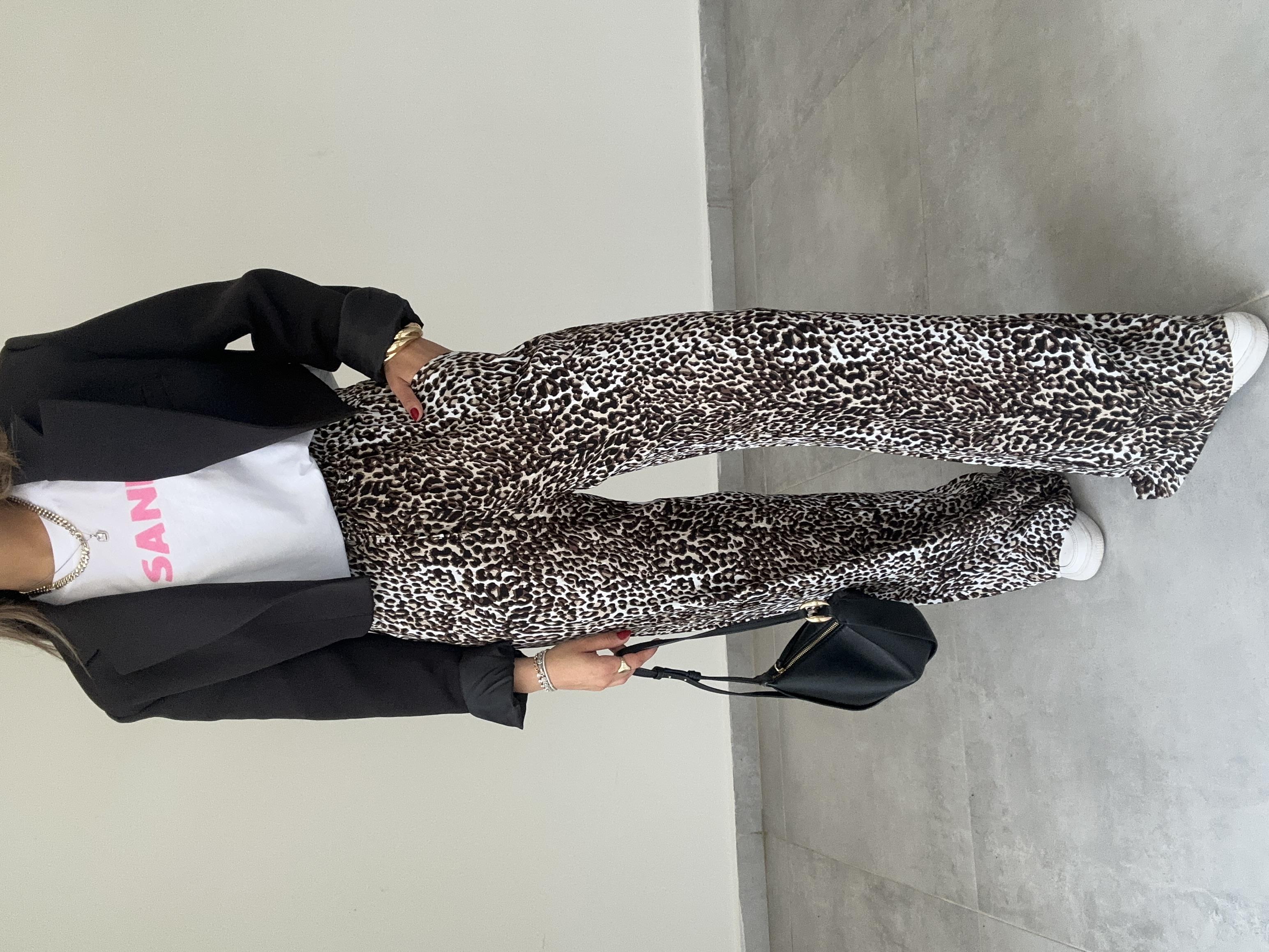 Leopar Desenli Viskon Bol Paça Pantolon